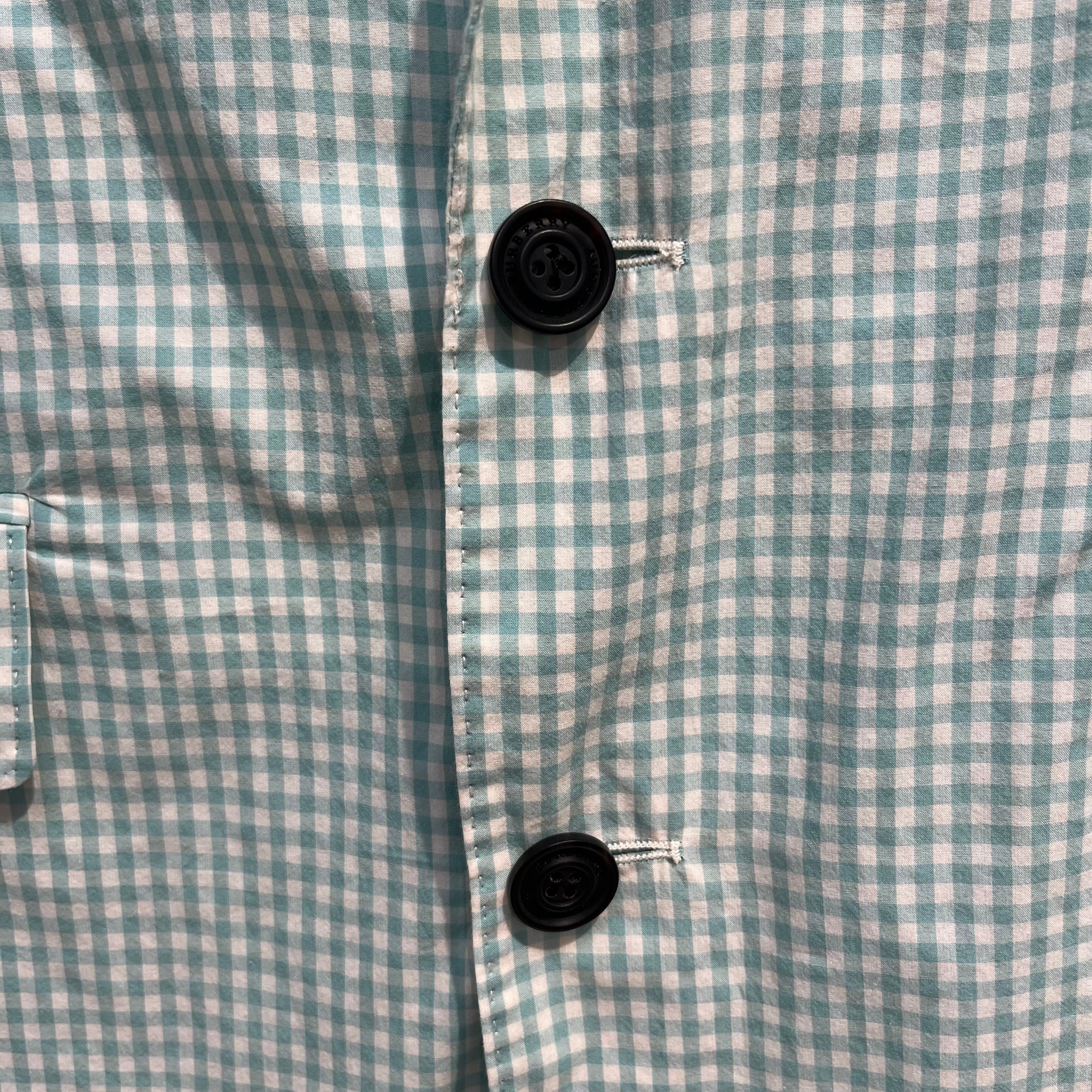 BURBERRY/Jacket/52/Cotton/GRN/Gingham Check/teal blu wht blazer view 5