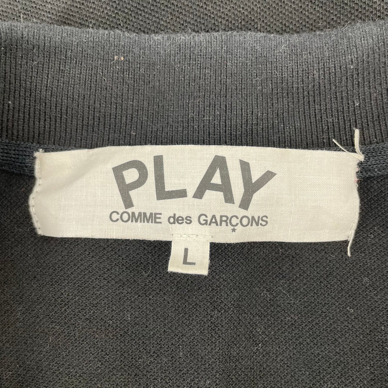 PLAY COMME des GARCONS/Polo Shirt/L/Cotton/BLK/RED HEART PATCH