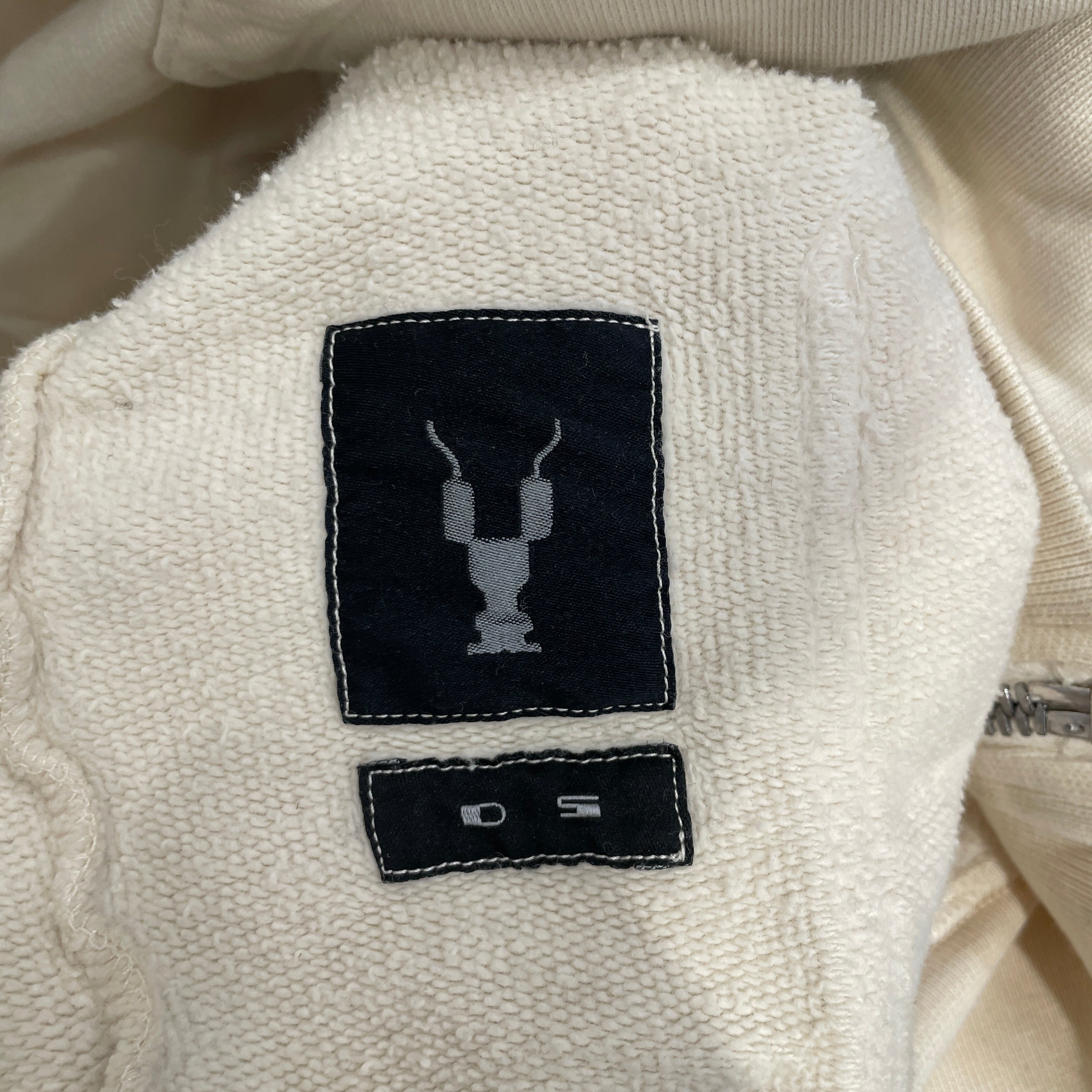 RICK OWENS DRKSHDW/Zip Up Hoodie/L/Cotton/CRM/ZIP UP HOODIE view 3