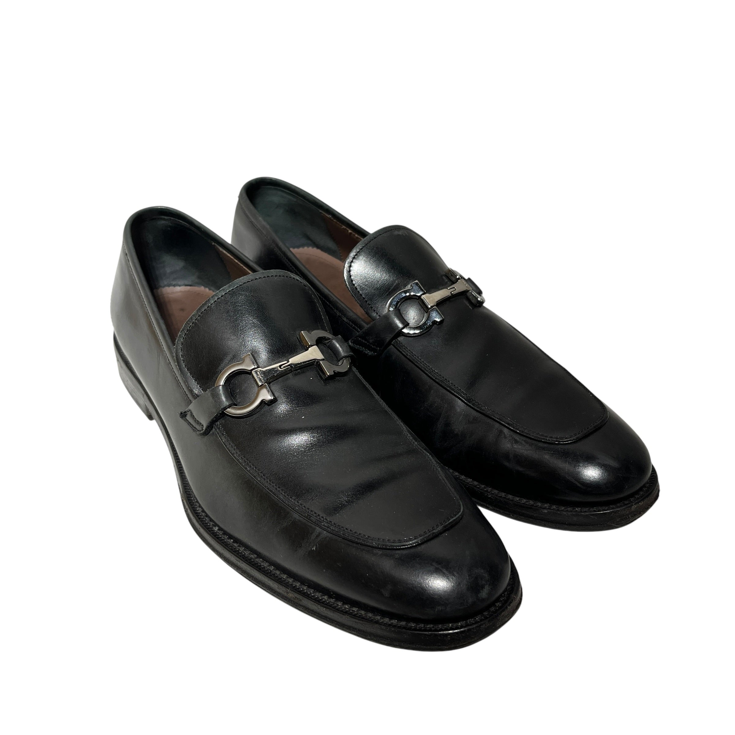 Salvatore Ferragamo/Dress Shoes/US 9.5/Leather/BLK/horsebit loafer view 1