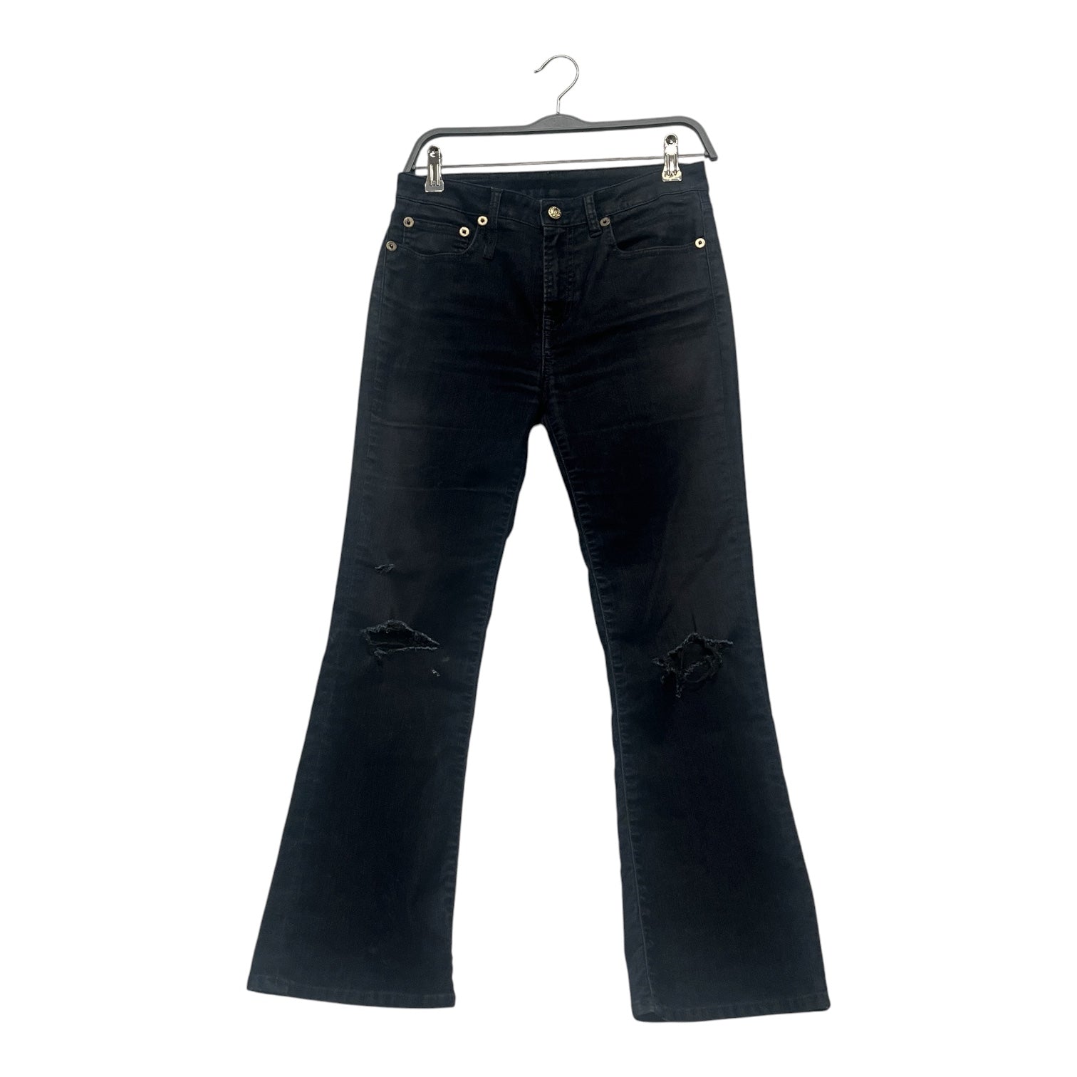 R13/Bootcut Pants/27/Velour/NVY/DESTRESSED KNEE CUTS view 1