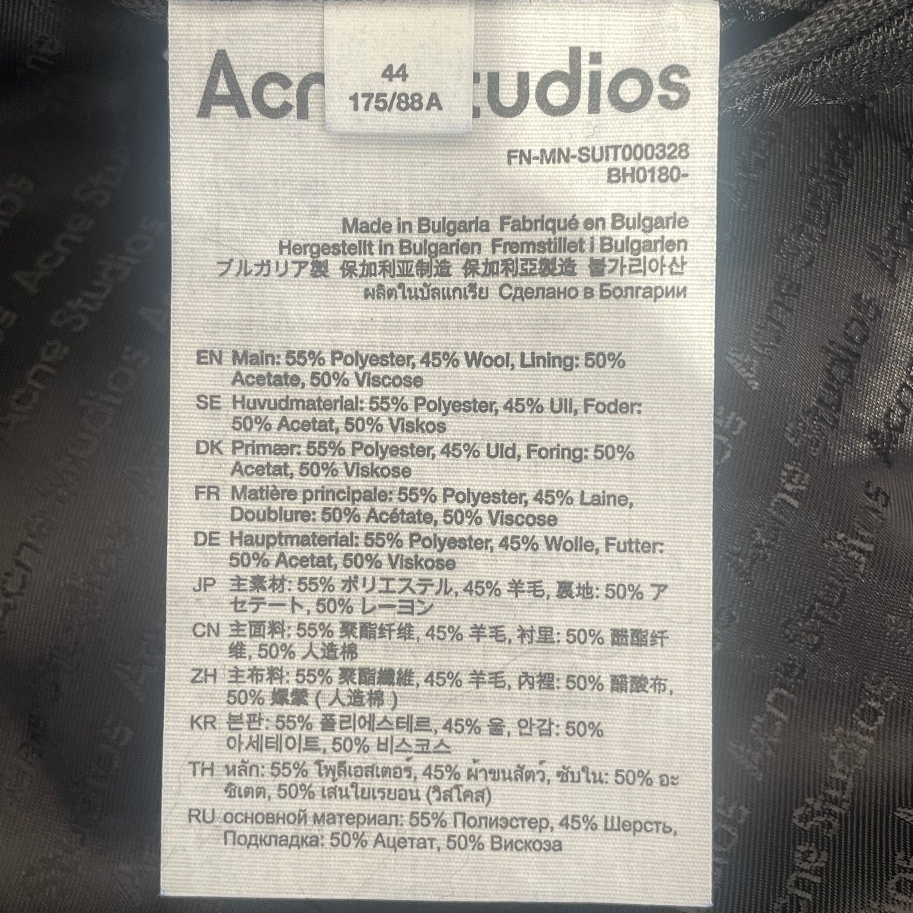 Acne Studios/Suits/44/Stripe/Polyester/BLK/black two button blazor view 4