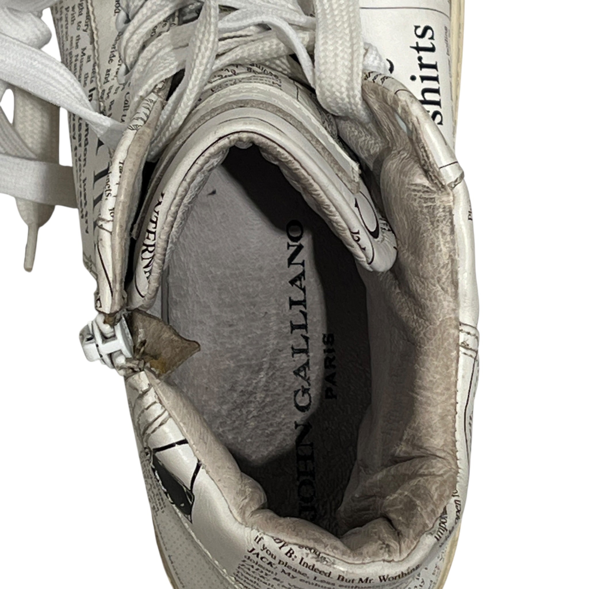 John Galliano/Hi-Sneakers/EU 43/All Over Print/Leather/WHT/newspaper sneaker view 3