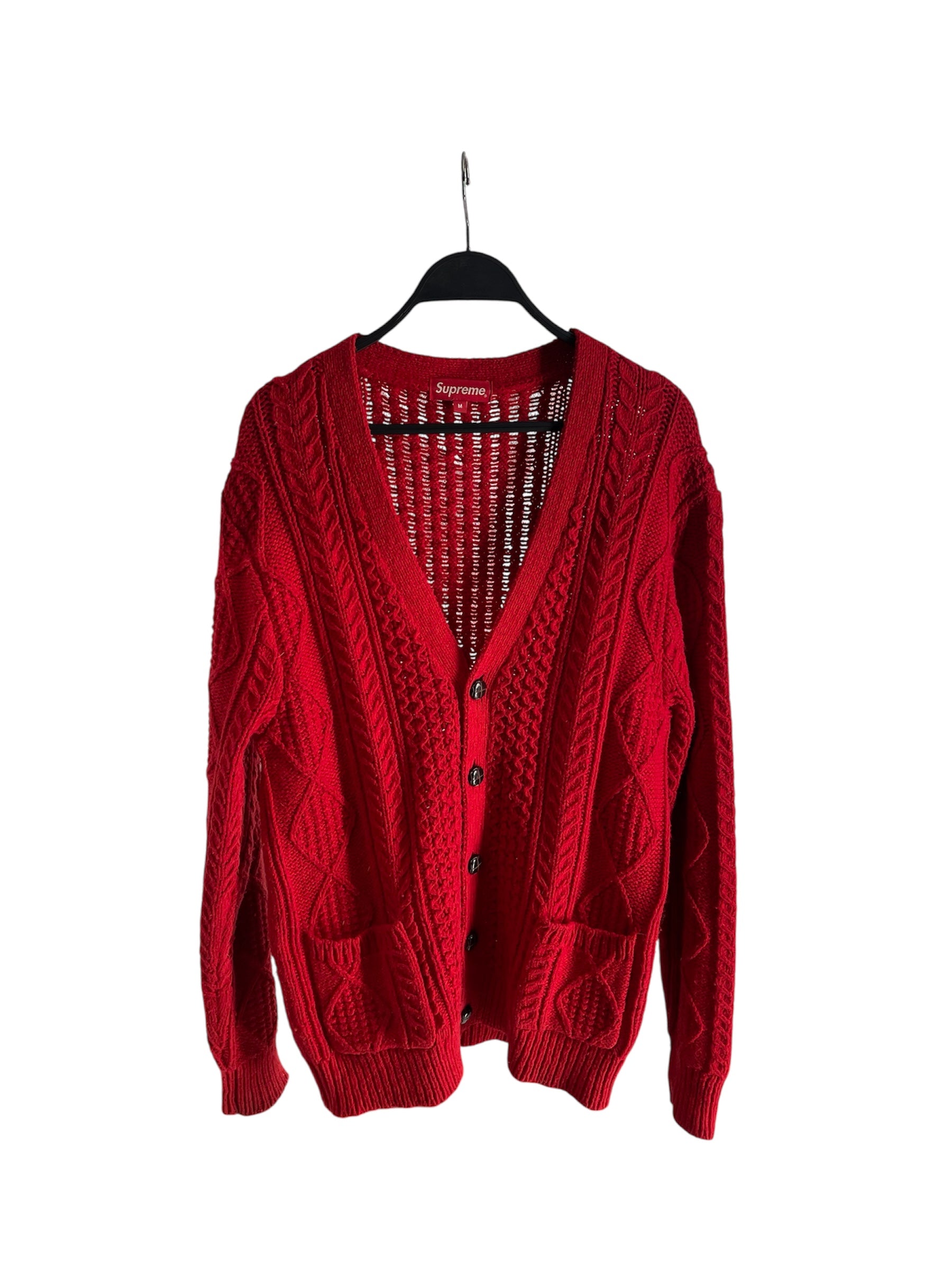 Supreme/Cardigan/M/Wool/RED/CABLE KNIT CARDIGAN FW16 view 1