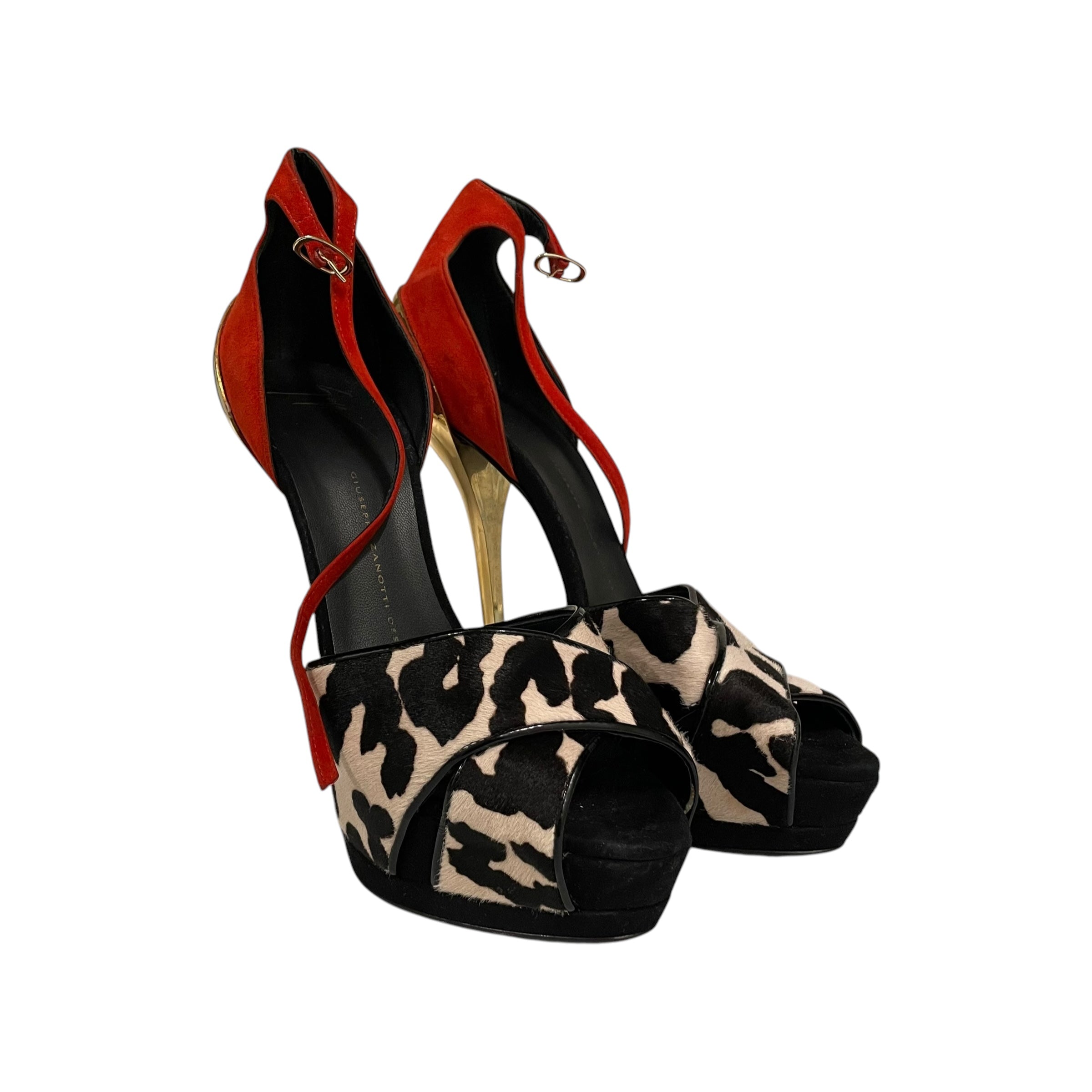 GIUSEPPE ZANOTTI DESIGN/Heels/EU 41/Suede/RED/cow toe red upper view 1