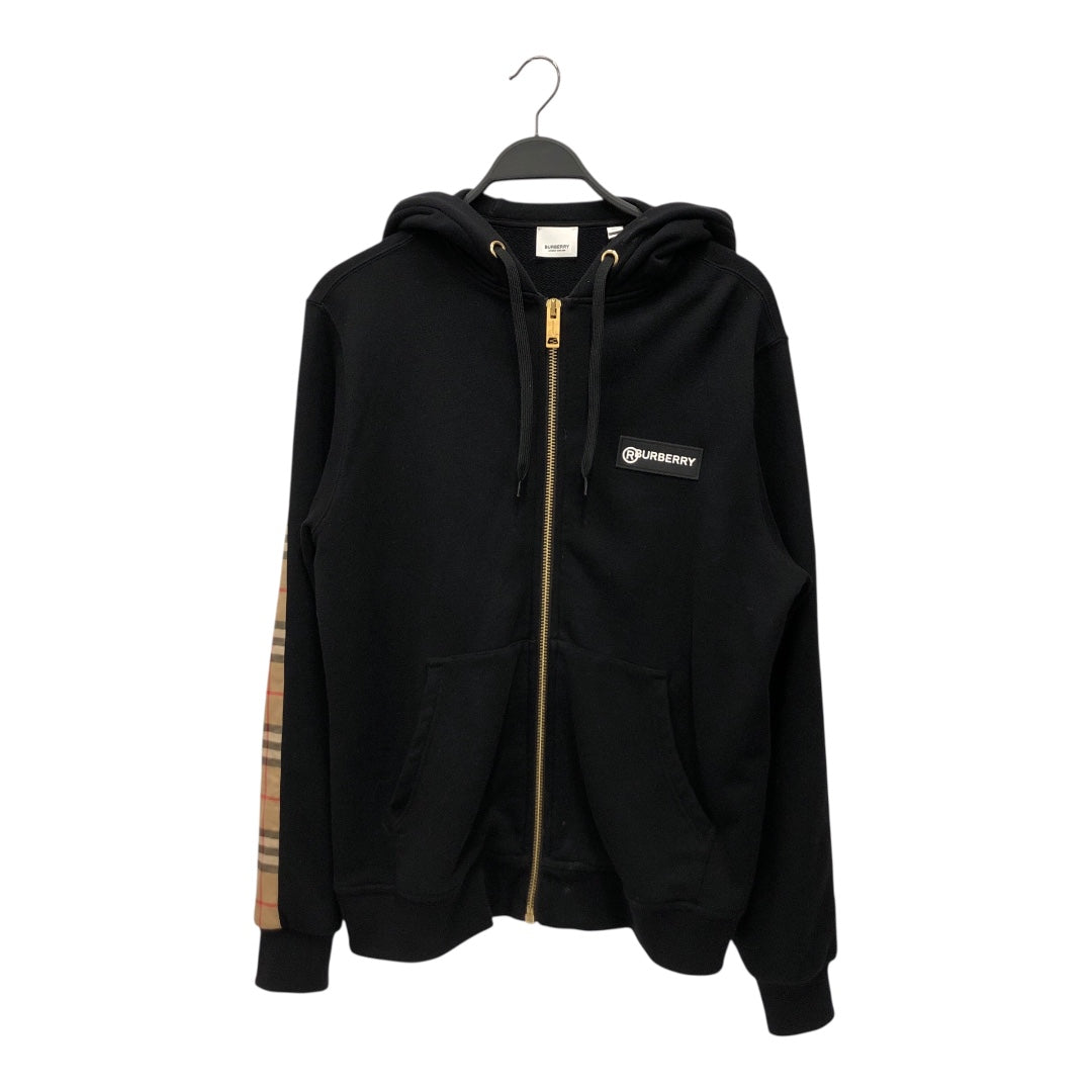BURBERRY/Zip Up Hoodie/M/Cotton/BLK/Plaid on Sleeve view 1