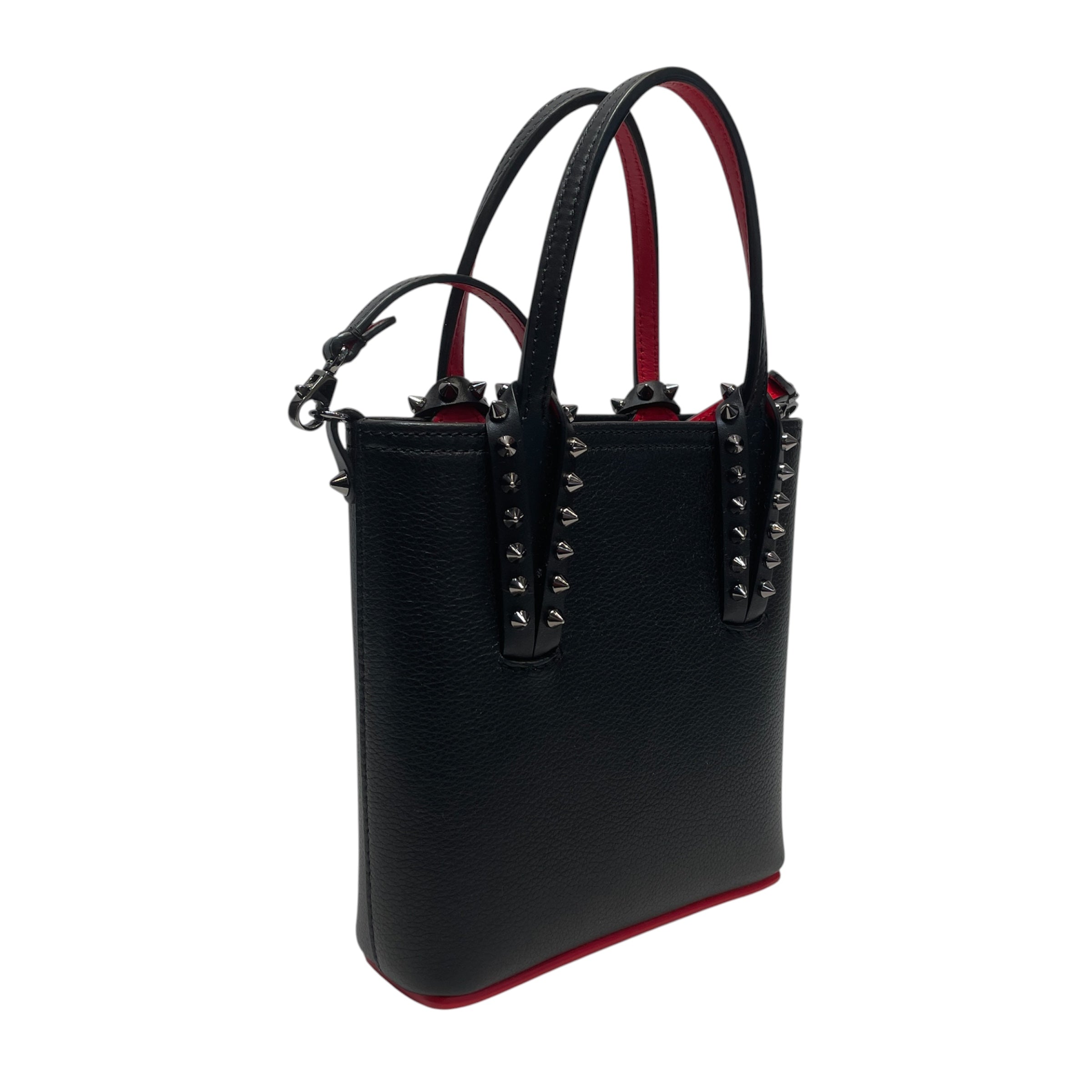 Christian Louboutin/Cross Body Bag/Leather/BLK/Rockstud Cabata North South view 3