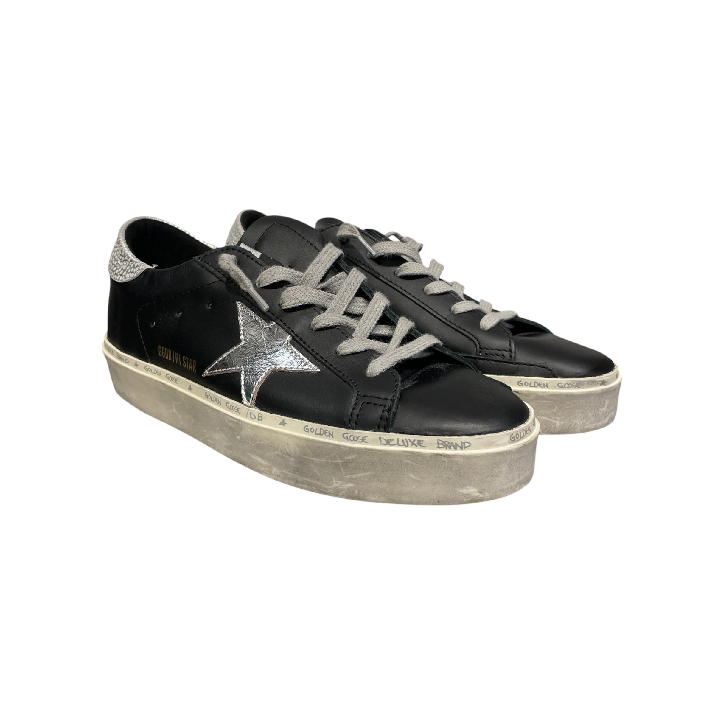GOLDEN GOOSE/Low-Sneakers/US 8/Leather/BLK/WHITE BLACK HI STAR view 1
