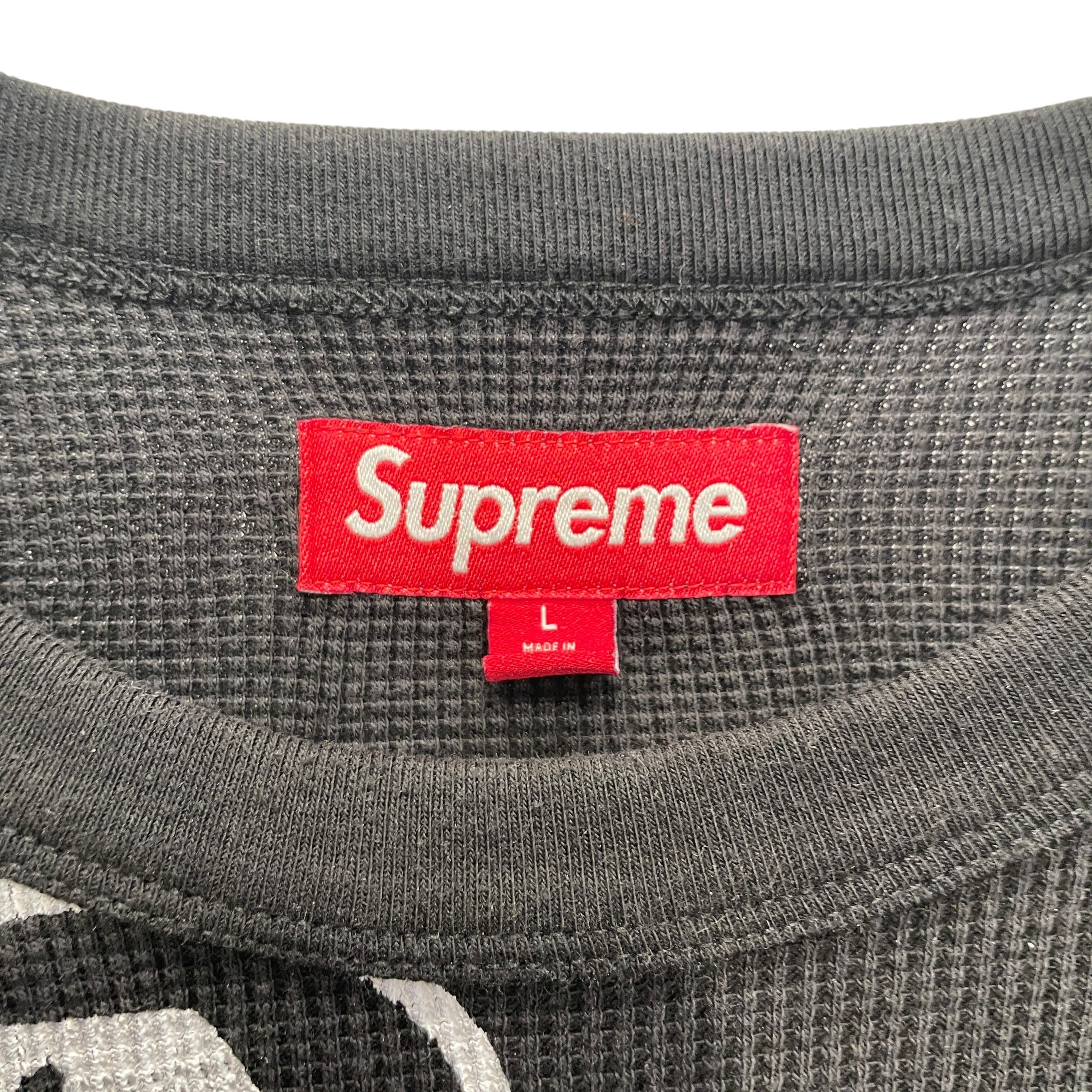 Supreme/LS T-Shirt/L/Cotton/BLK/All Over Print/APHEX TWIN LOGO WHT view 3