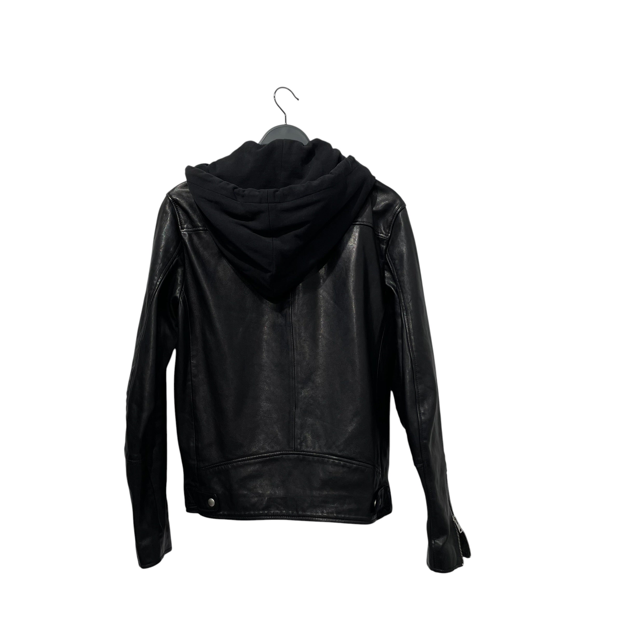 ALLSAINTS/Leather Jkt/M/Leather/BLK/hardwood hooded view 2