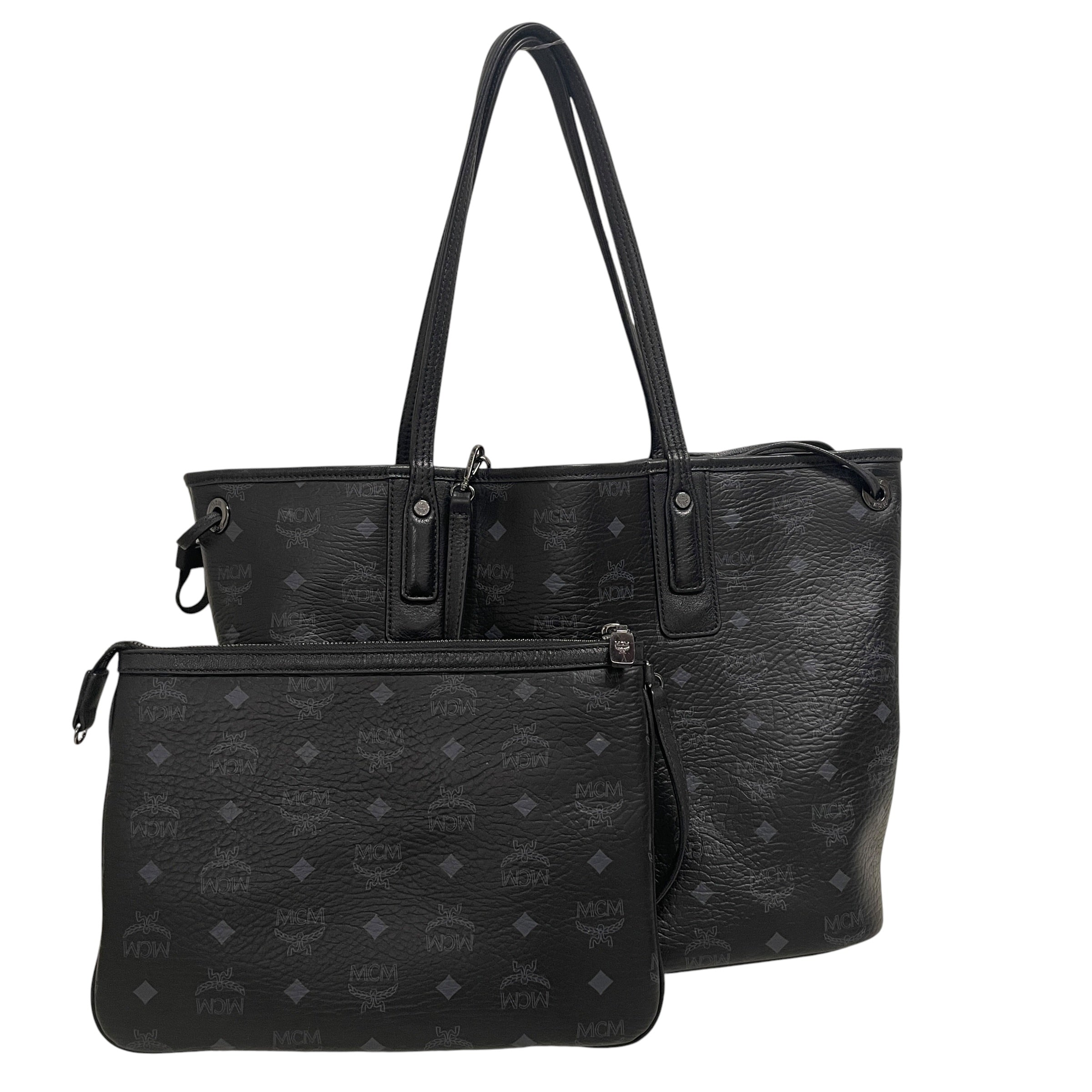 MCM/Bag/Monogram/Leather/BLK/attachable tote view 1