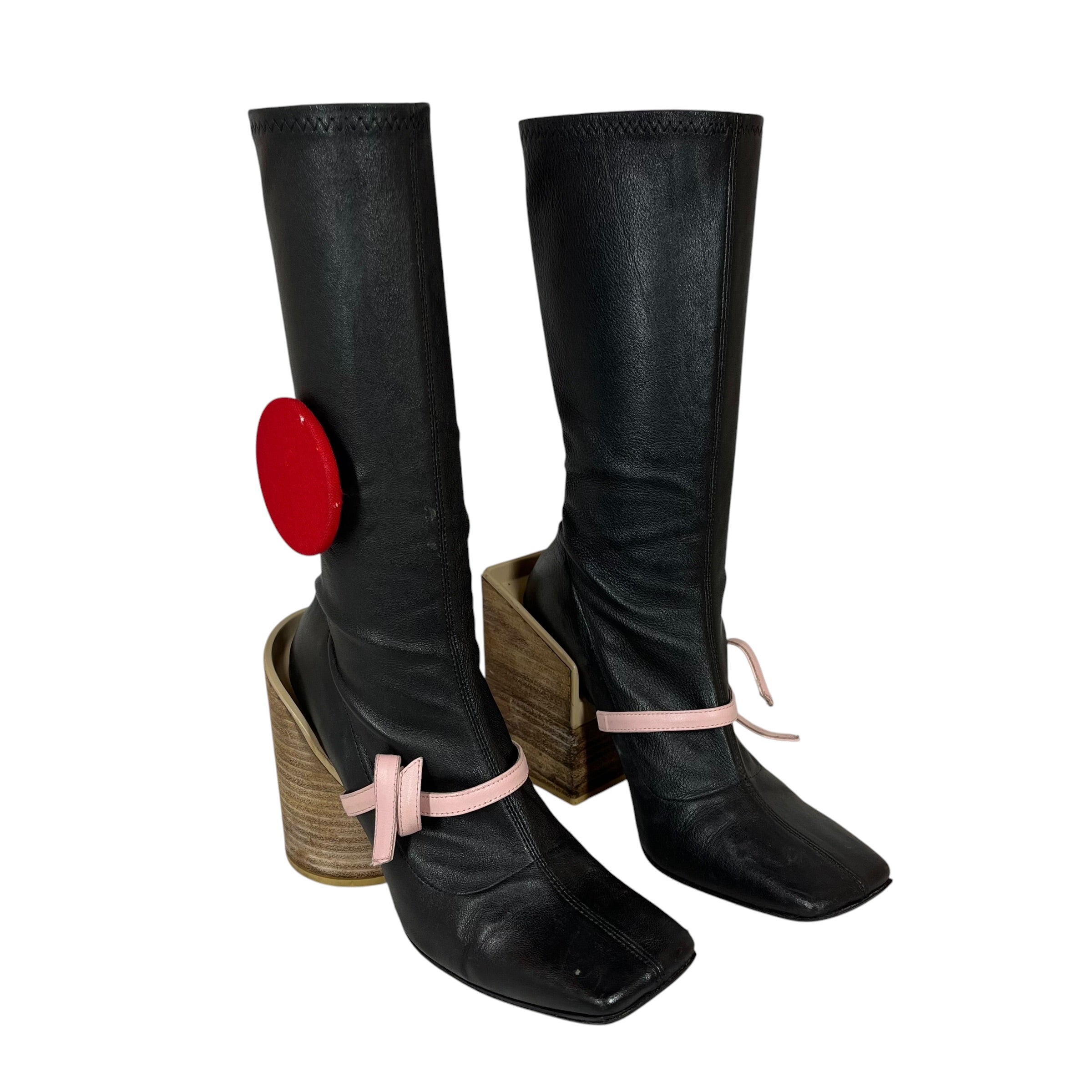 JACQUEMUS/Boots/EU 37/Leather/BLK/SQUARE/ CIRCLE HEEL BOOTS