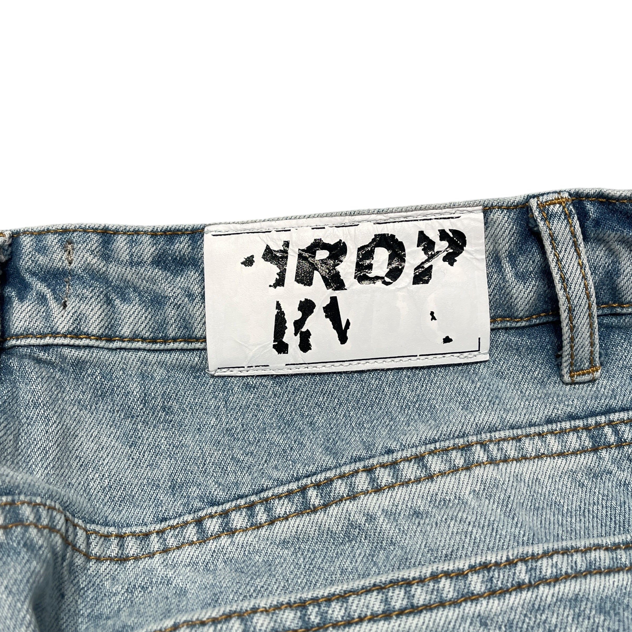 WHO DECIDES WAR/Straight Pants/34/Denim/BLU/Distressed/Light BLU Distress Gather Jean view 3
