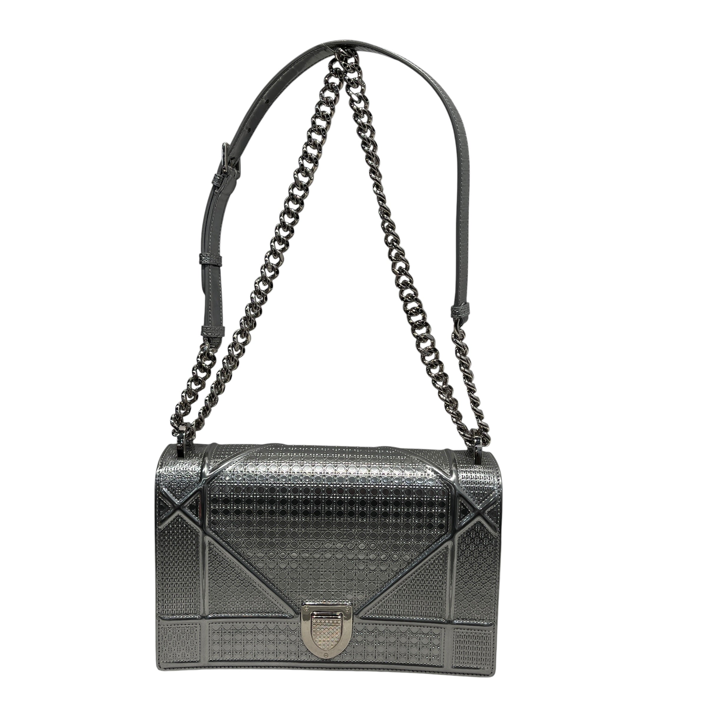 Christian Dior/Cross Body Bag/Leather/SLV/DIORAMA FLAP BAG view 1