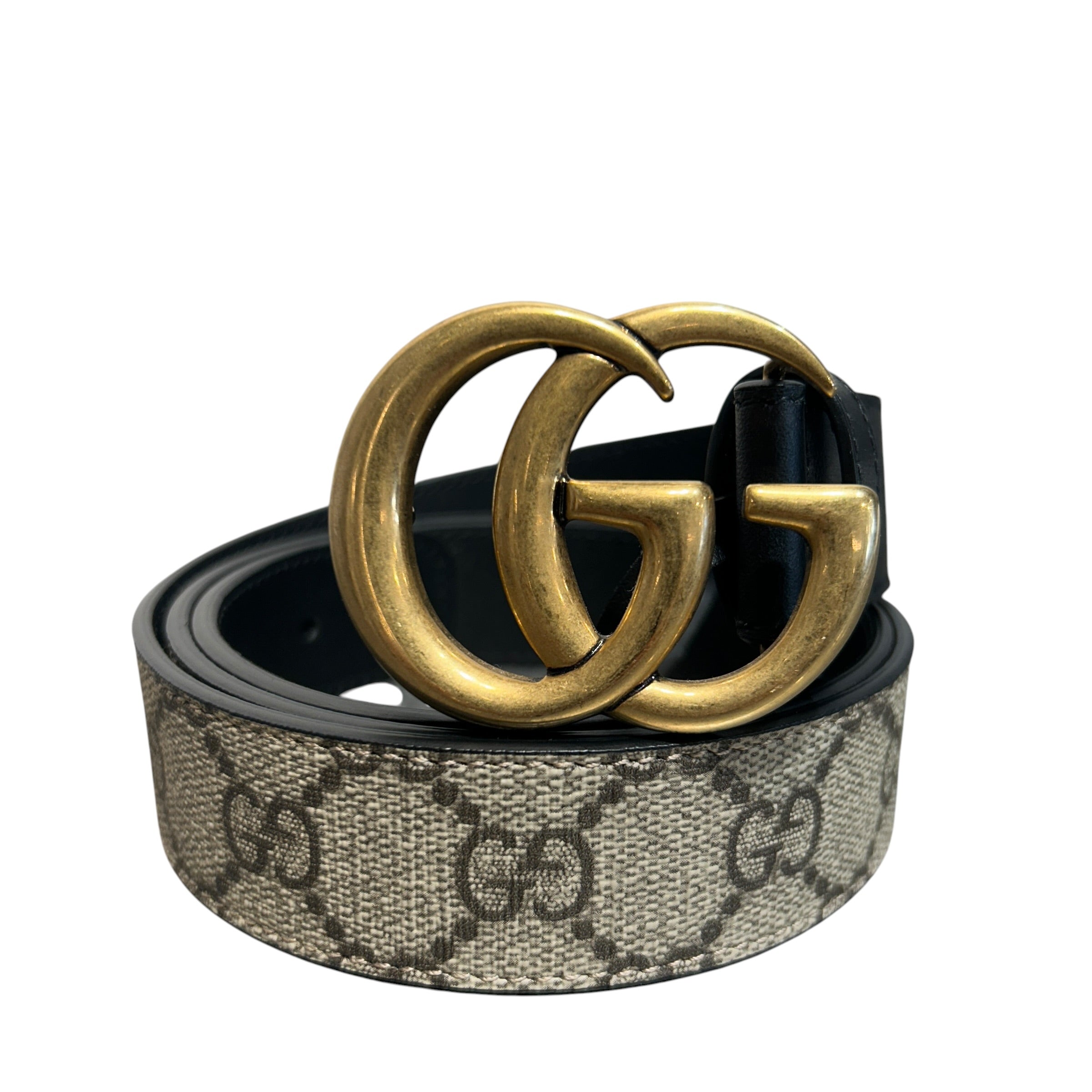 GUCCI/Belt/Monogram/Leather/KHK/GG Supreme canvas small buckle view 1