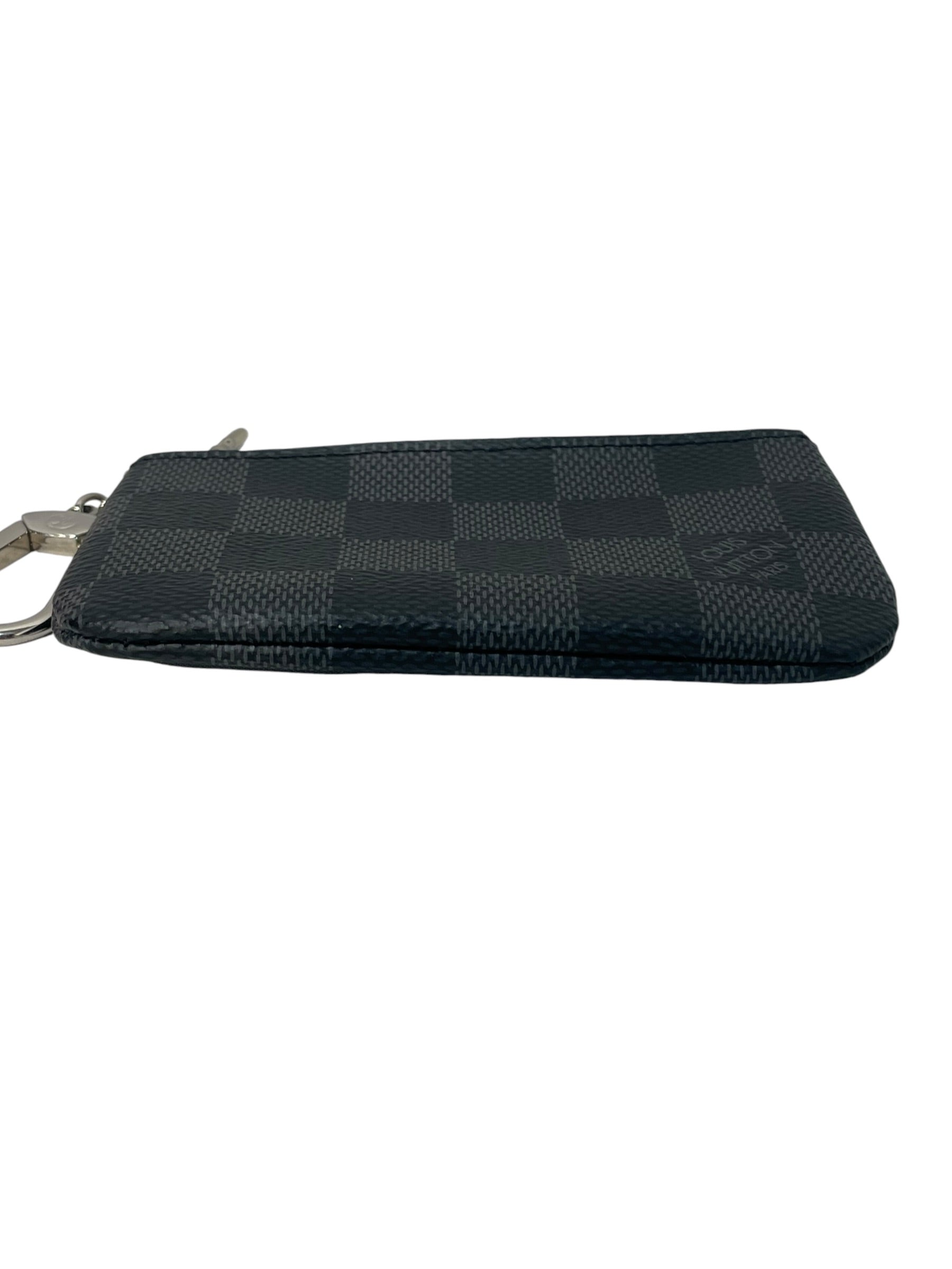 LOUIS VUITTON/Coin Wallet/All Over Print/Leather/BLK/M's/clip key pouch damier ebene view 3