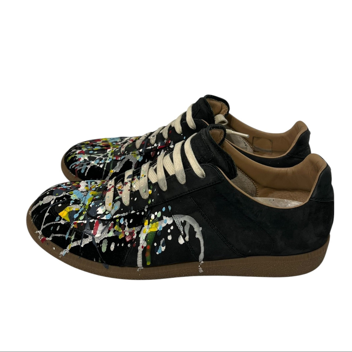 Maison Margiela/Low-Sneakers/EU 44/Leather/BLK/PAINT SPLATTER SUEDE FRONT view 2