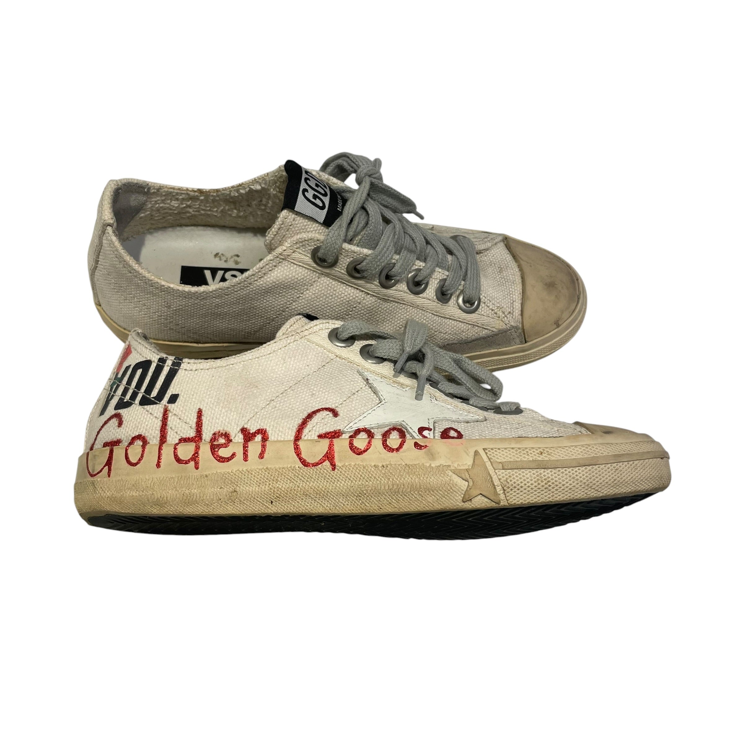 GOLDEN GOOSE/Low-Sneakers/EU 35/Cotton/CRM/GGDB VSTAR2 view 5
