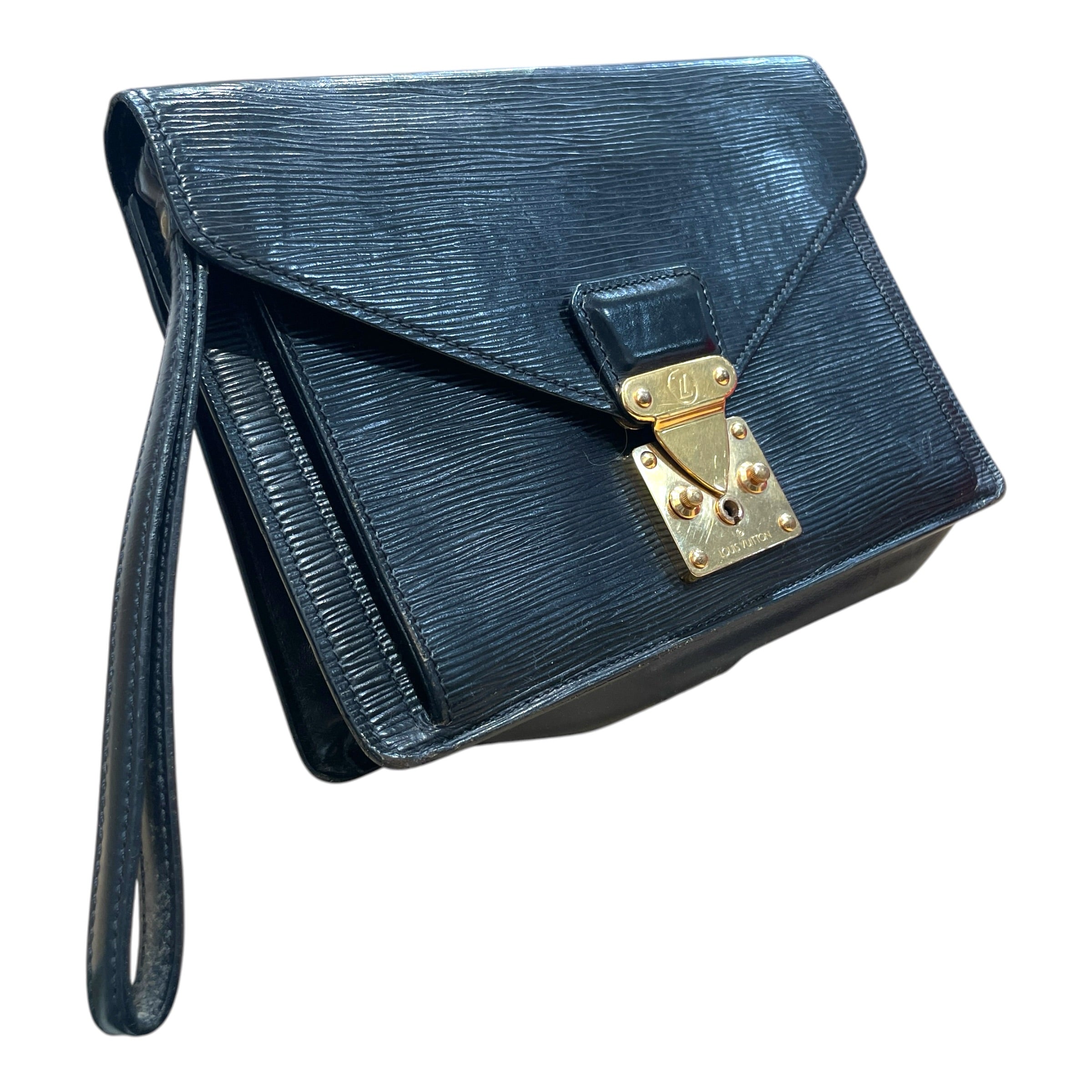 LOUIS VUITTON/Clutch Bag/Leather/BLK/Epi Pochette Sellier Dragonne view 1