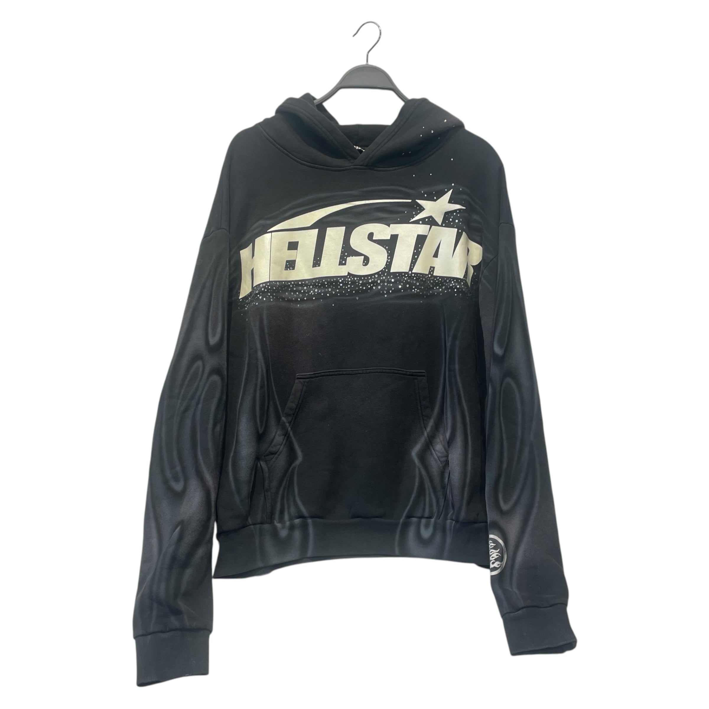 HELLSTAR/Hoodie/L/Cotton/BLK/AIRBRUSH FLAME RHINESTONE view 1