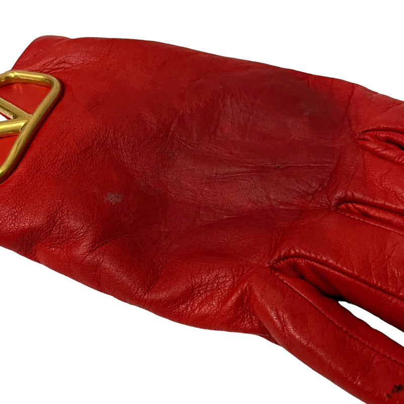 VALENTINO GARAVANI/Gloves, Mittens/Leather/RED/Size 7