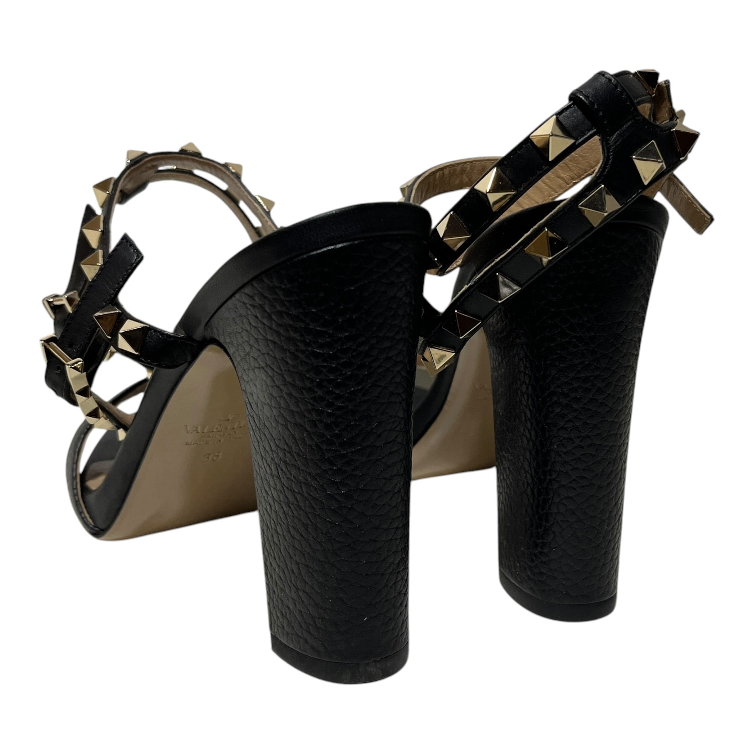 VALENTINO/Dress Shoes/US 7.5/Leather/BLK/Rockstud Gold Pyr view 2