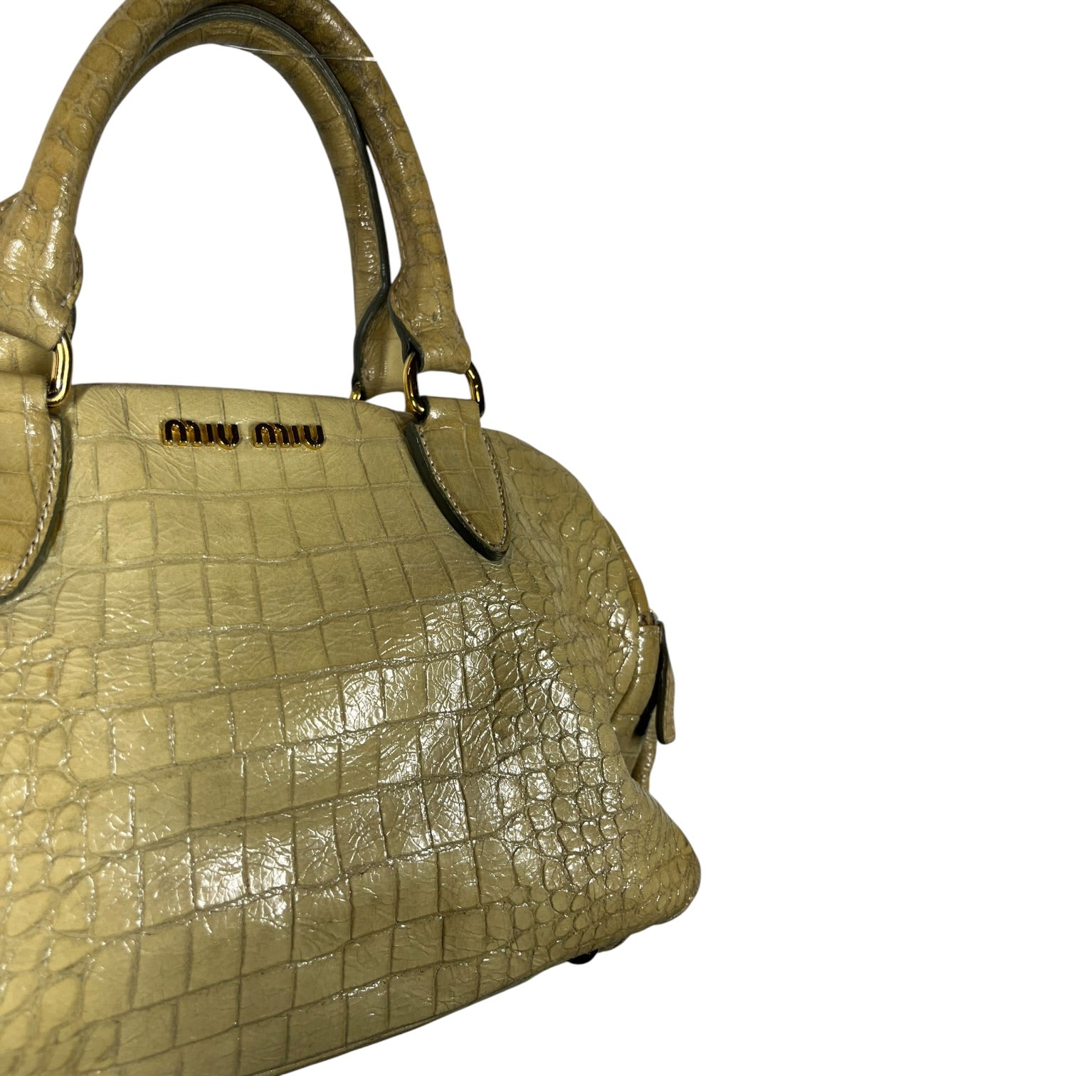 MIU MIU/Hand Bag/Animal Pattern/Leather/YEL/DOUBLE ZIP CROC LEATHER BAG view 5
