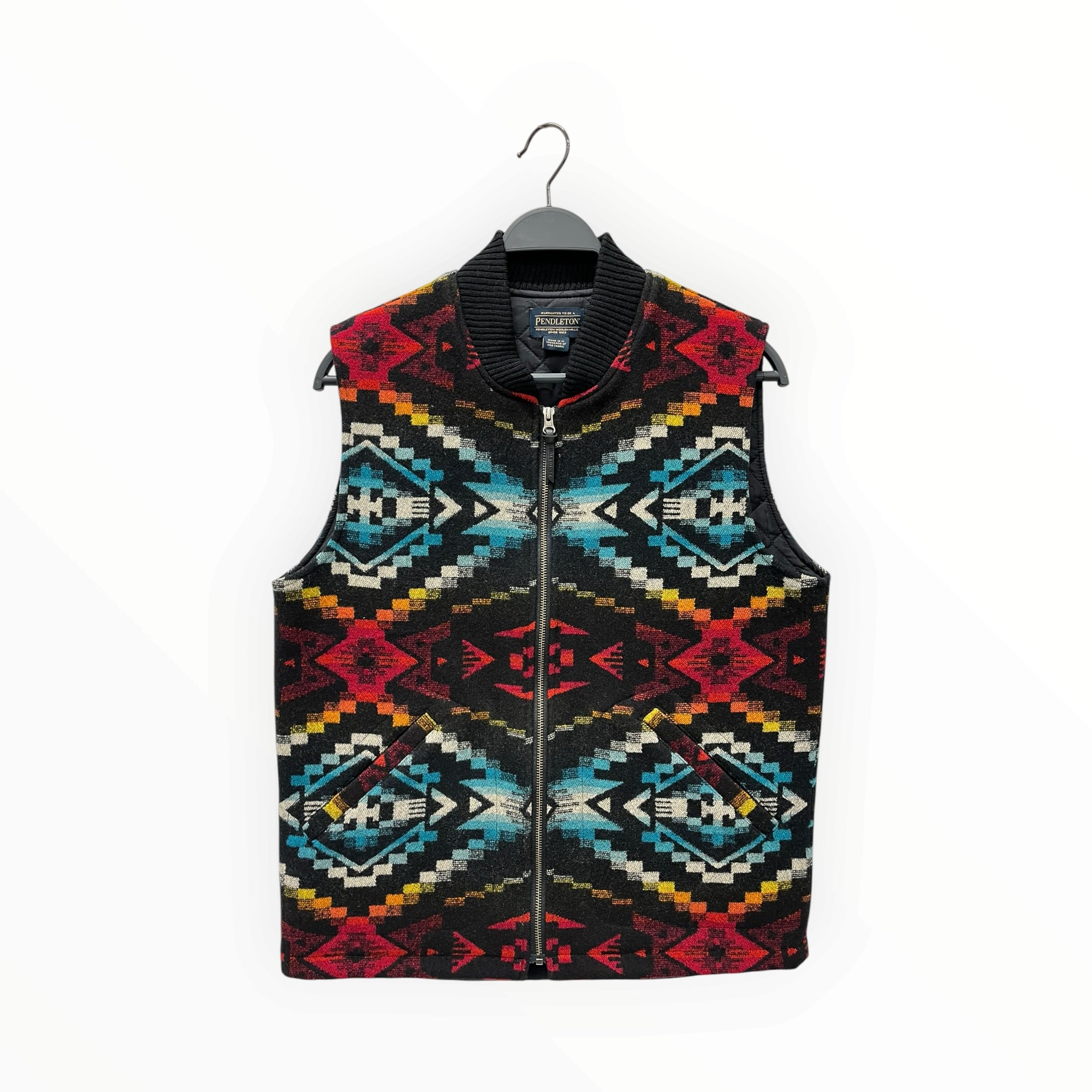 PENDLETON/Vest/M/All Over Print/Wool/MLT/Vest W/ red blue yellow knit view 1