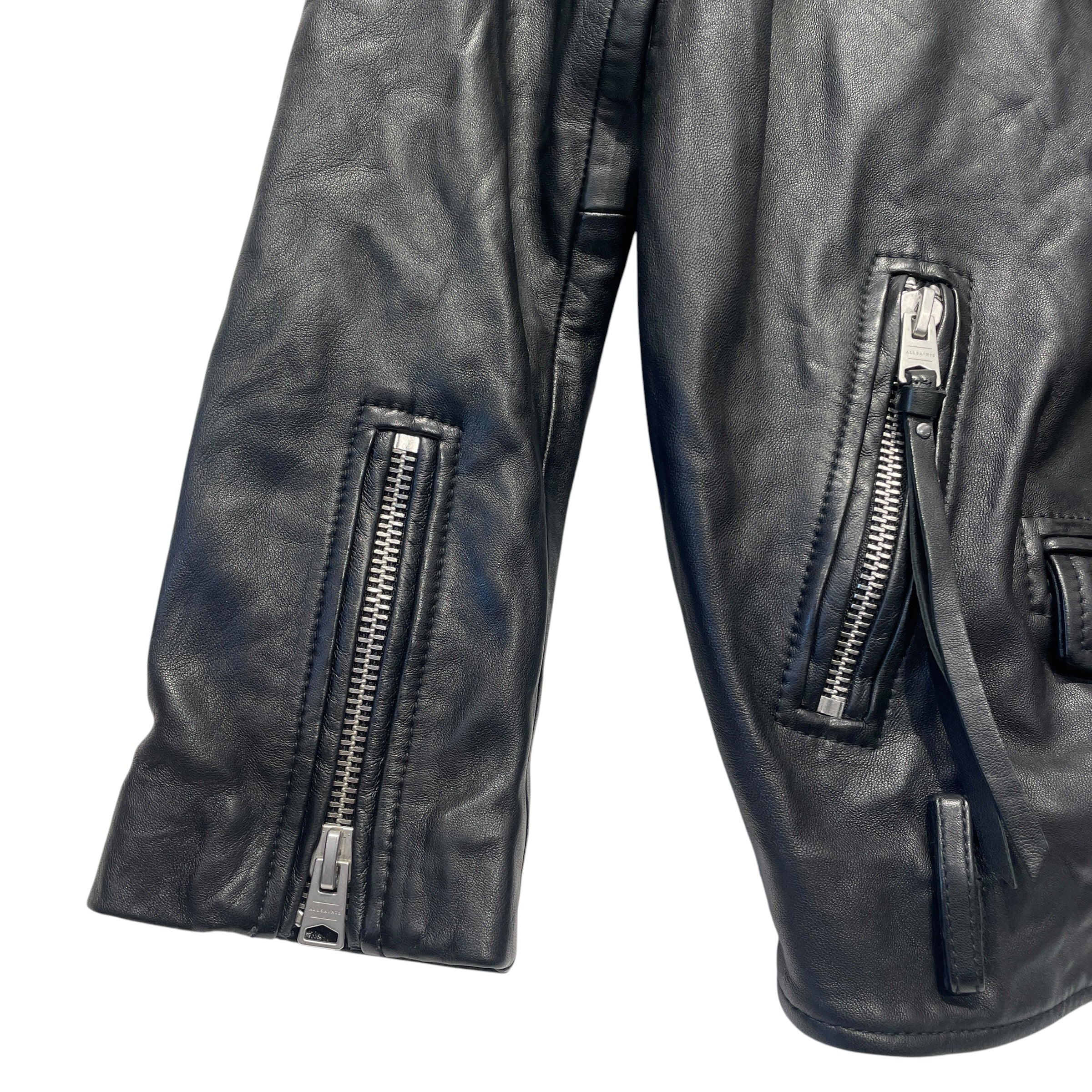 ALLSAINTS/Leather Jkt/S/Leather/BLK/Biker Jacket view 3