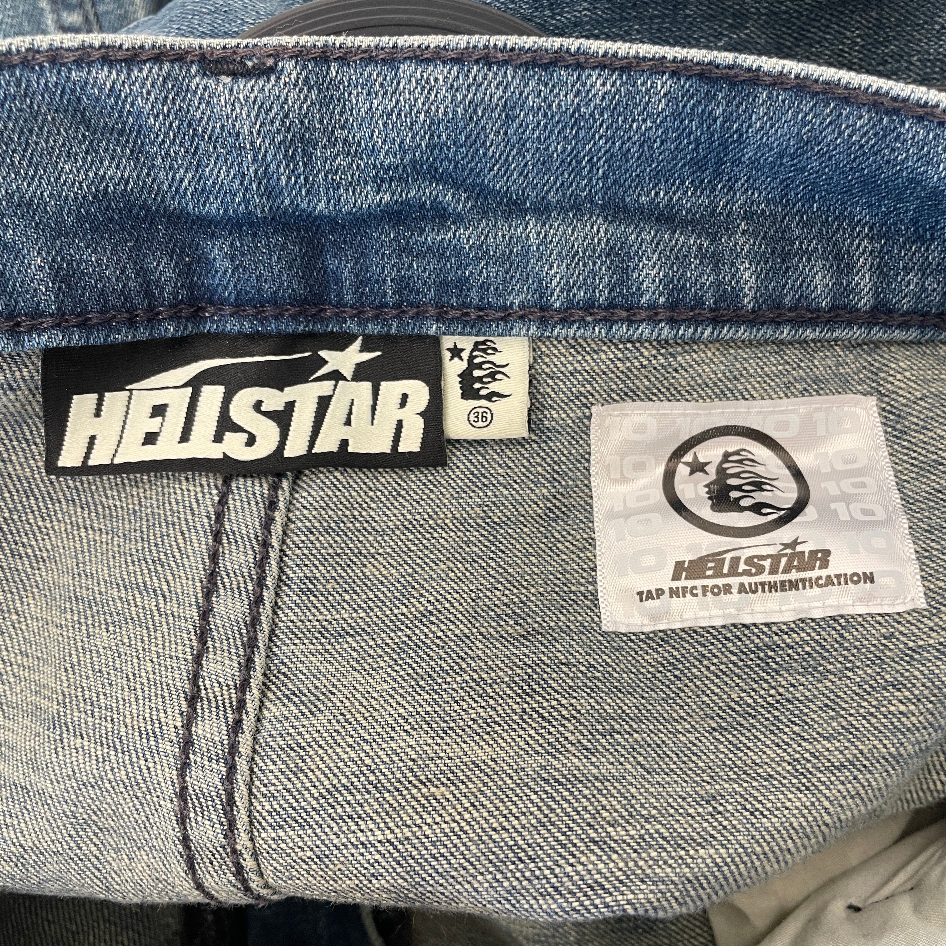 HELLSTAR/Pants/36/Cotton/IDG/WIDE LEG MED WASH FADED view 4