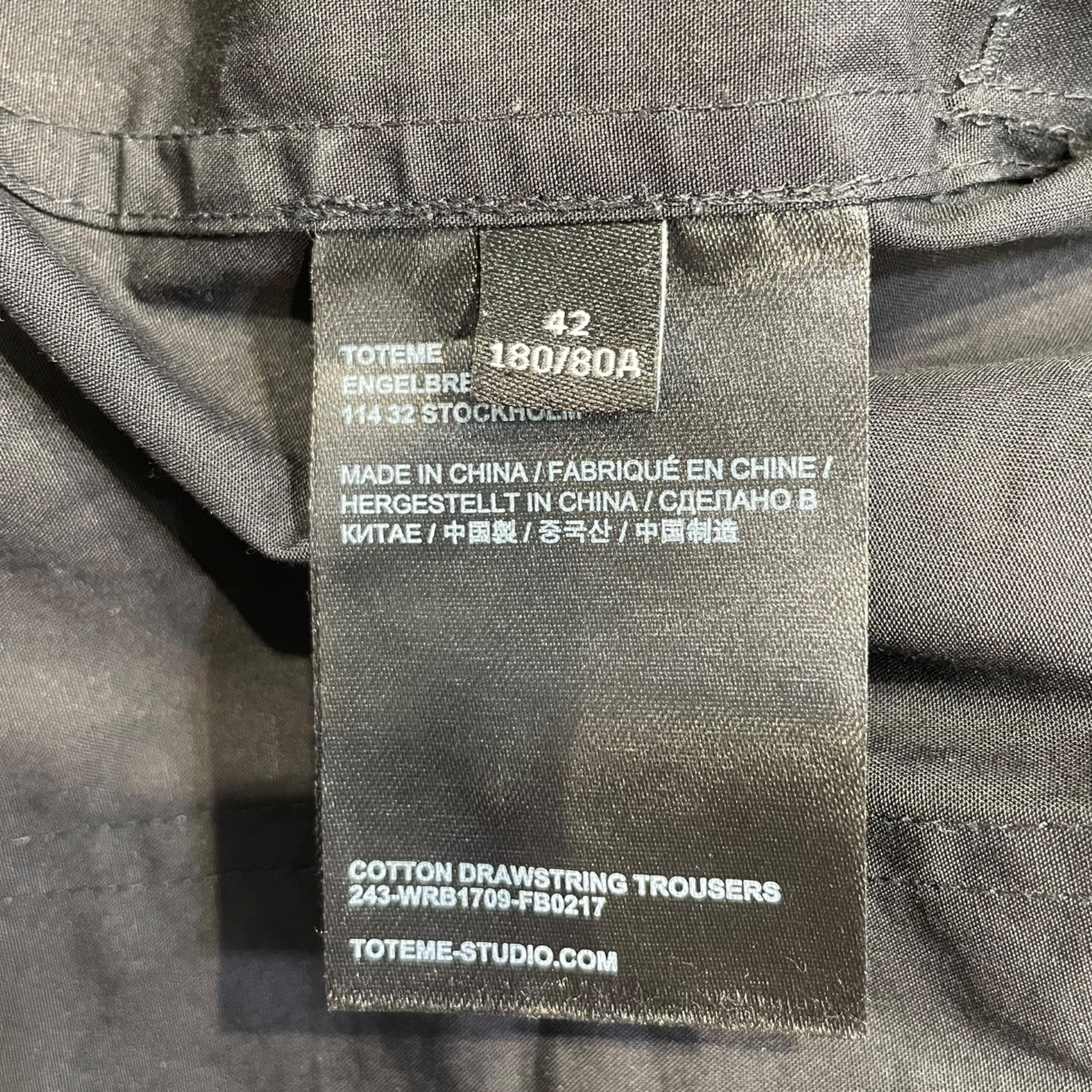 TOTEME/Pants/42/Cotton/BLK/ELASTIC WAISTBAND view 4