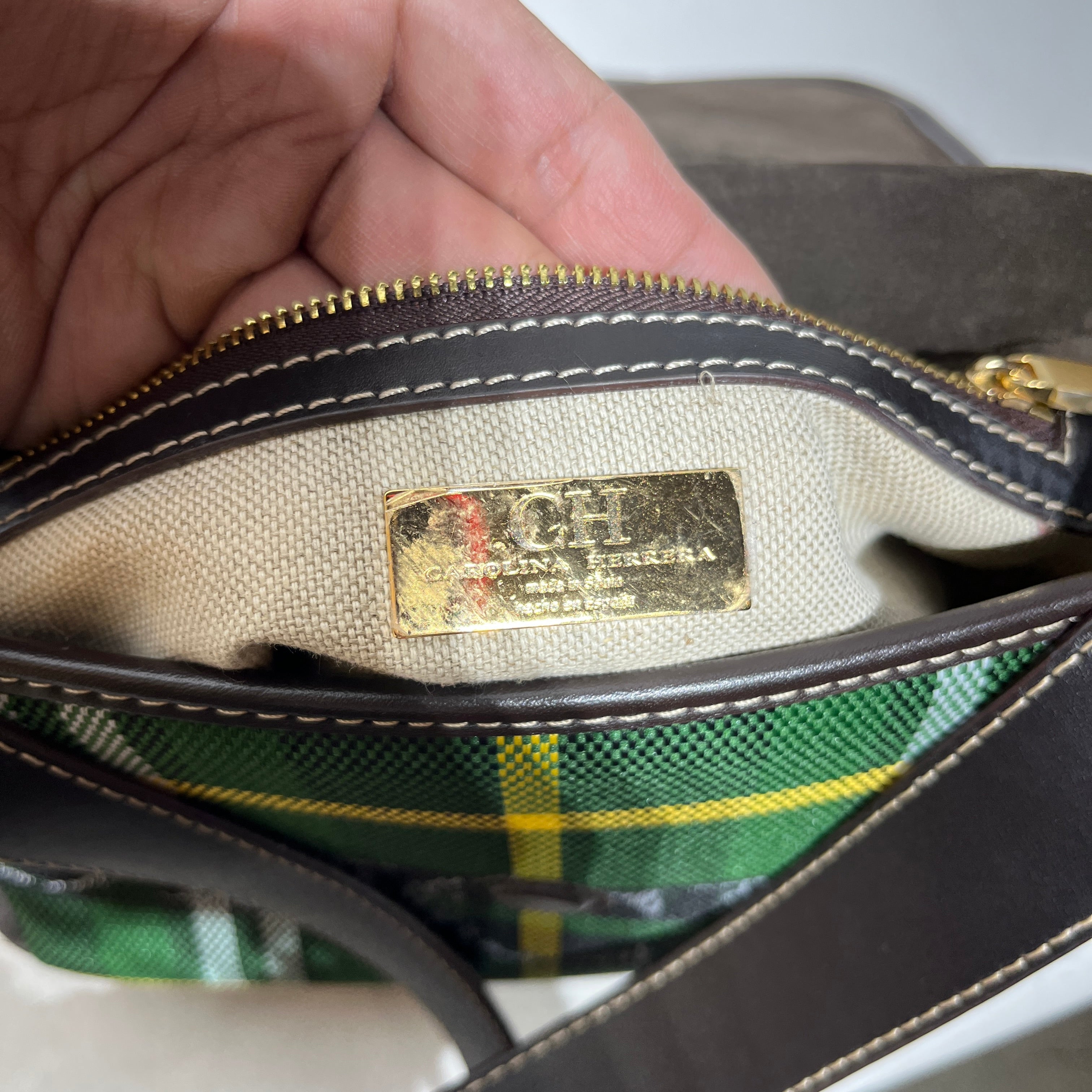 CAROLINA HERRERA/Cross Body Bag/M/Hombre Check/GRN/ view 8