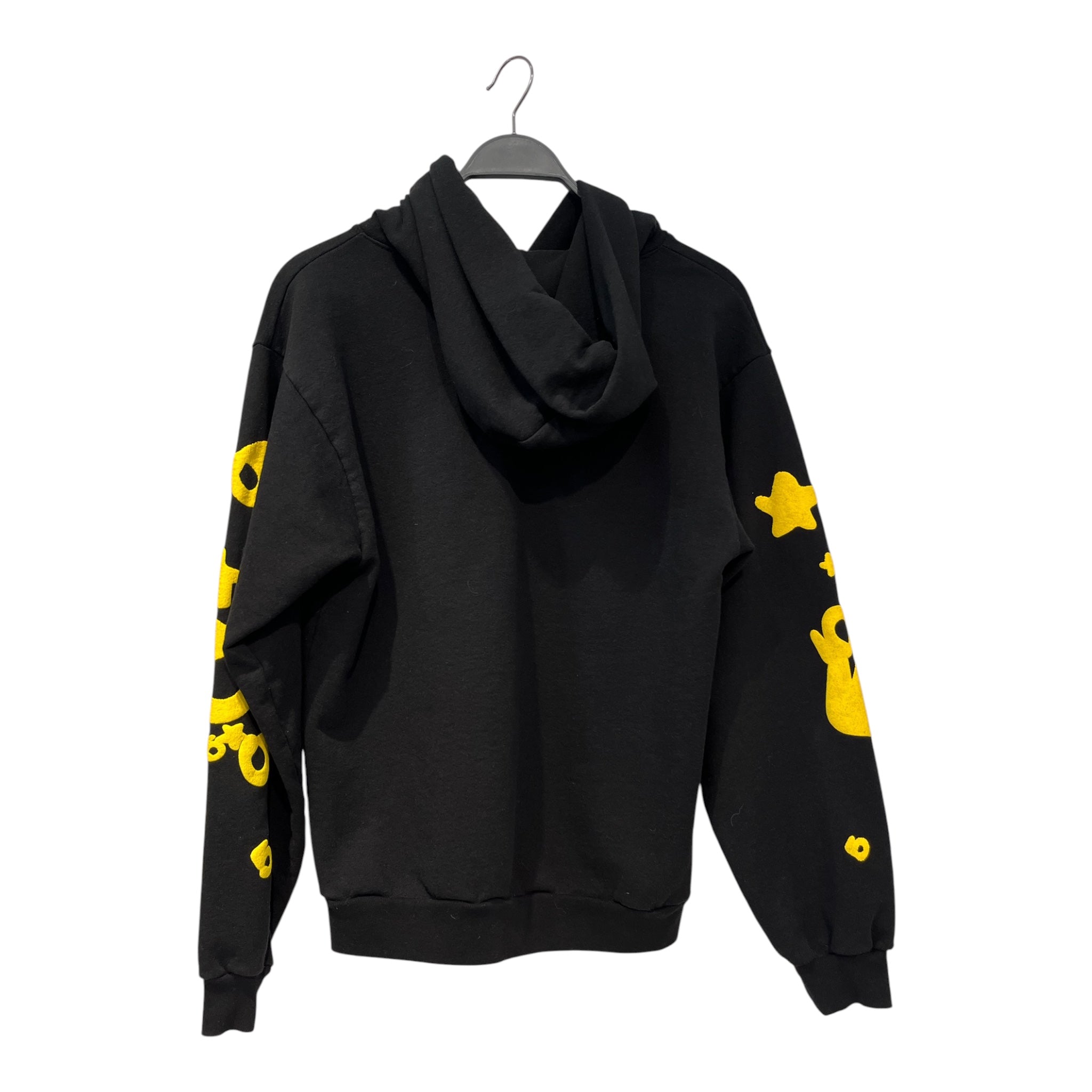 Sp5der/Hoodie/S/Cotton/BLK/yellow text and stars view 2