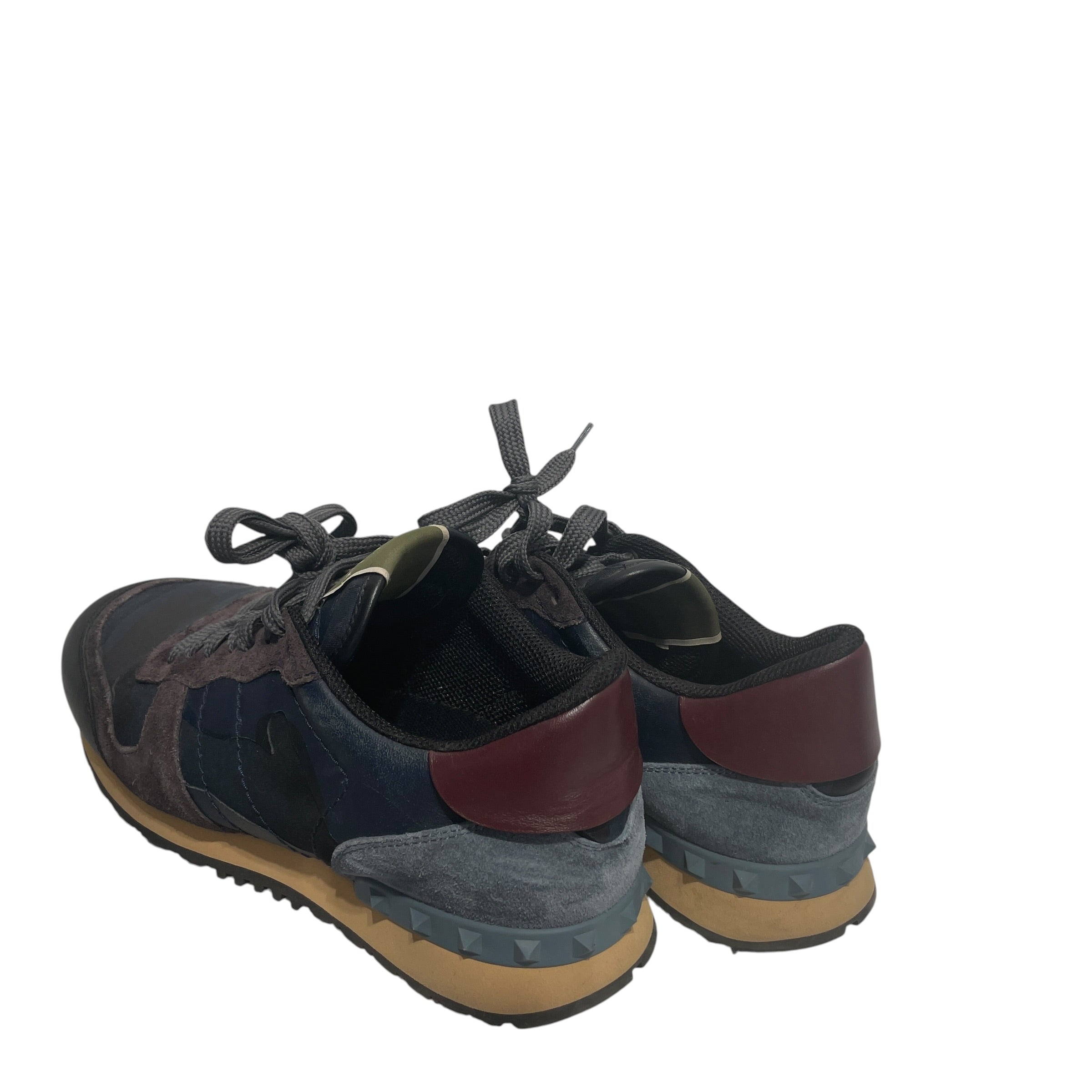 VALENTINO/Low-Sneakers/Cotton/NVY/studs/suede/leather/burgandy view 2