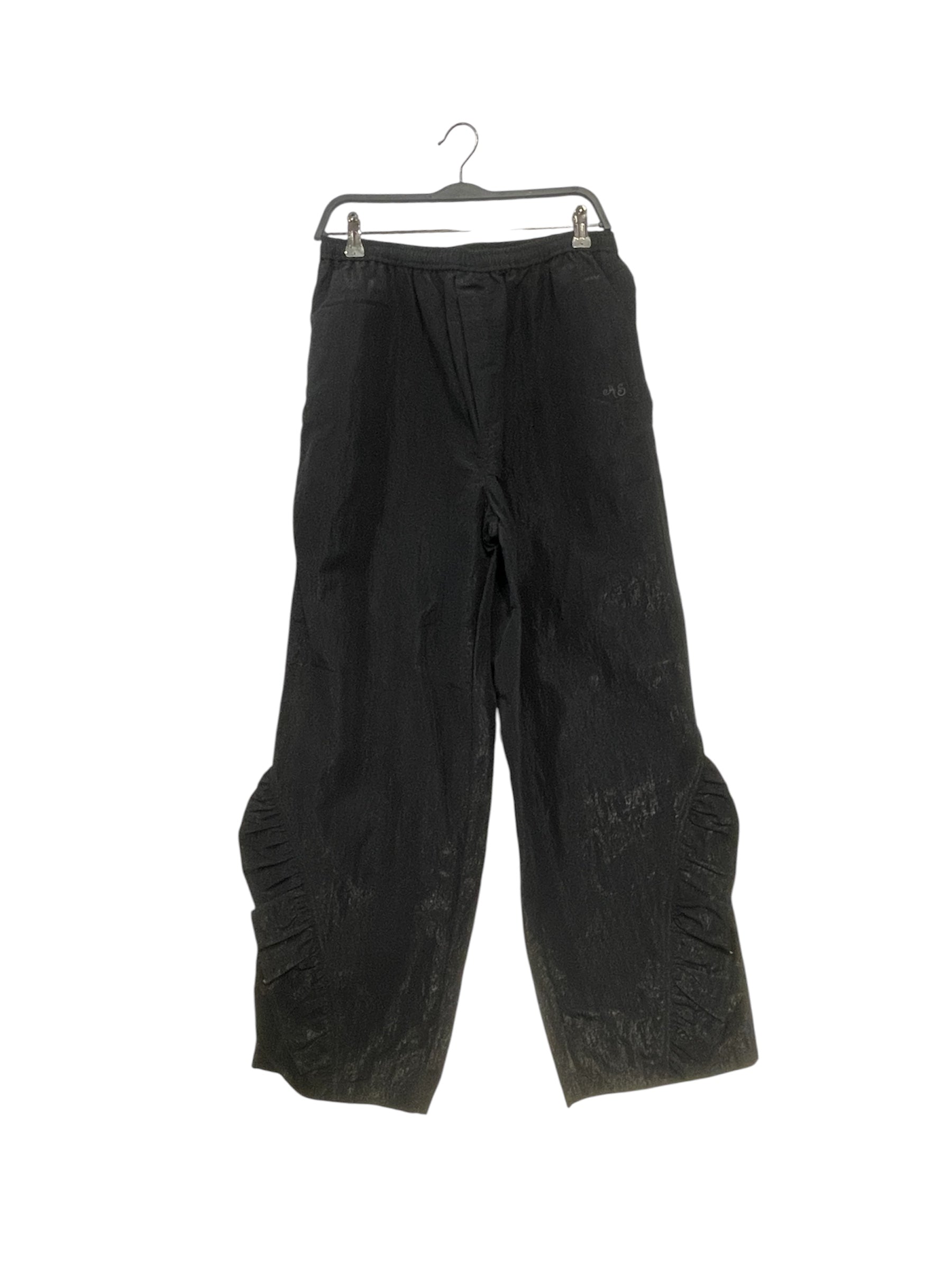 Acne Studios/Wide Leg Pants/46/Nylon/BLK/RUFFLE BOTTOM LEG view 1