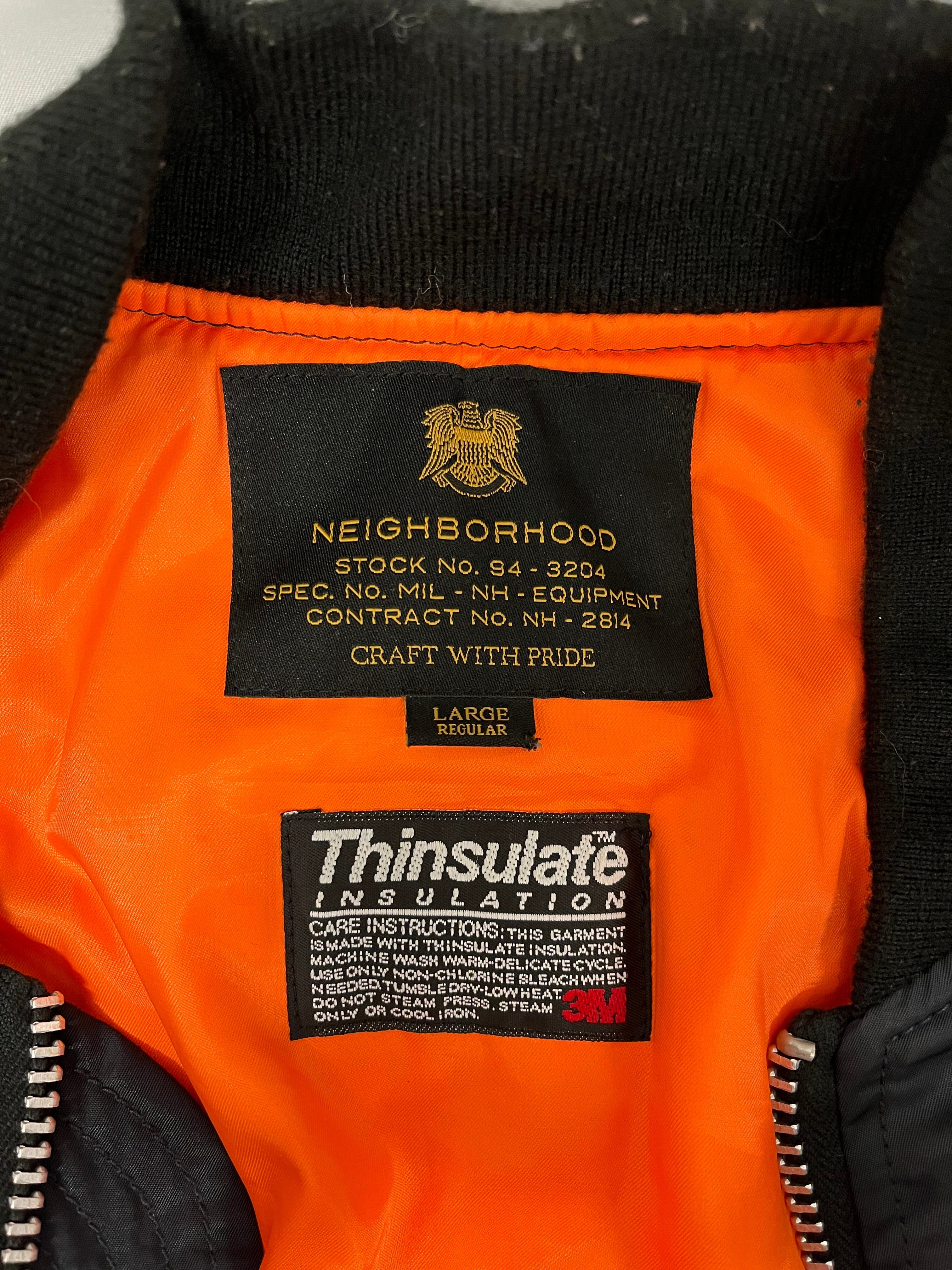 NEIGHBORHOOD/Flight Jkt/L/Nylon/NVY/thinsulate orange inner view 3