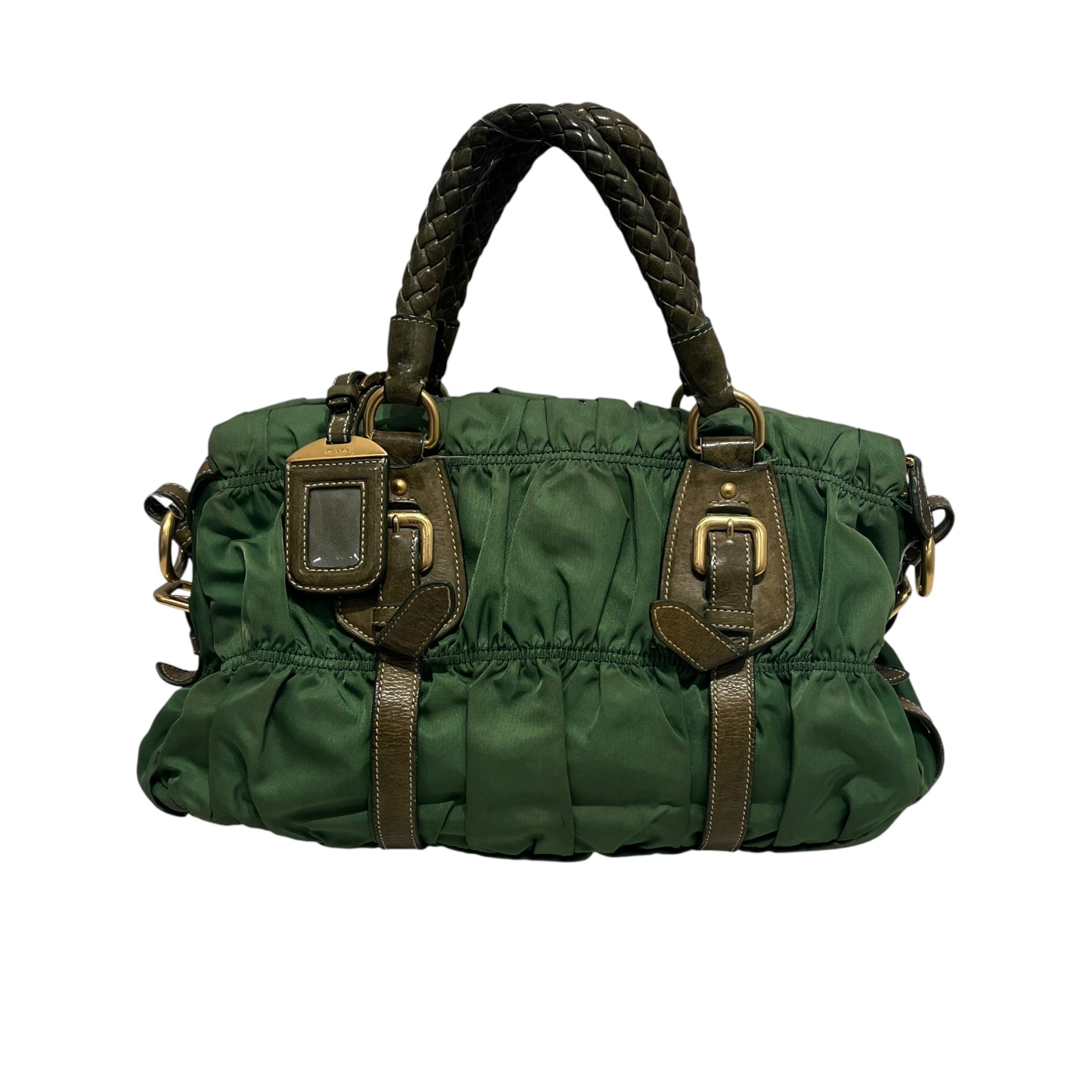 PRADA/Hand Bag/Nylon/GRN/TEUSSUTO GAUFRE HANDLE view 2