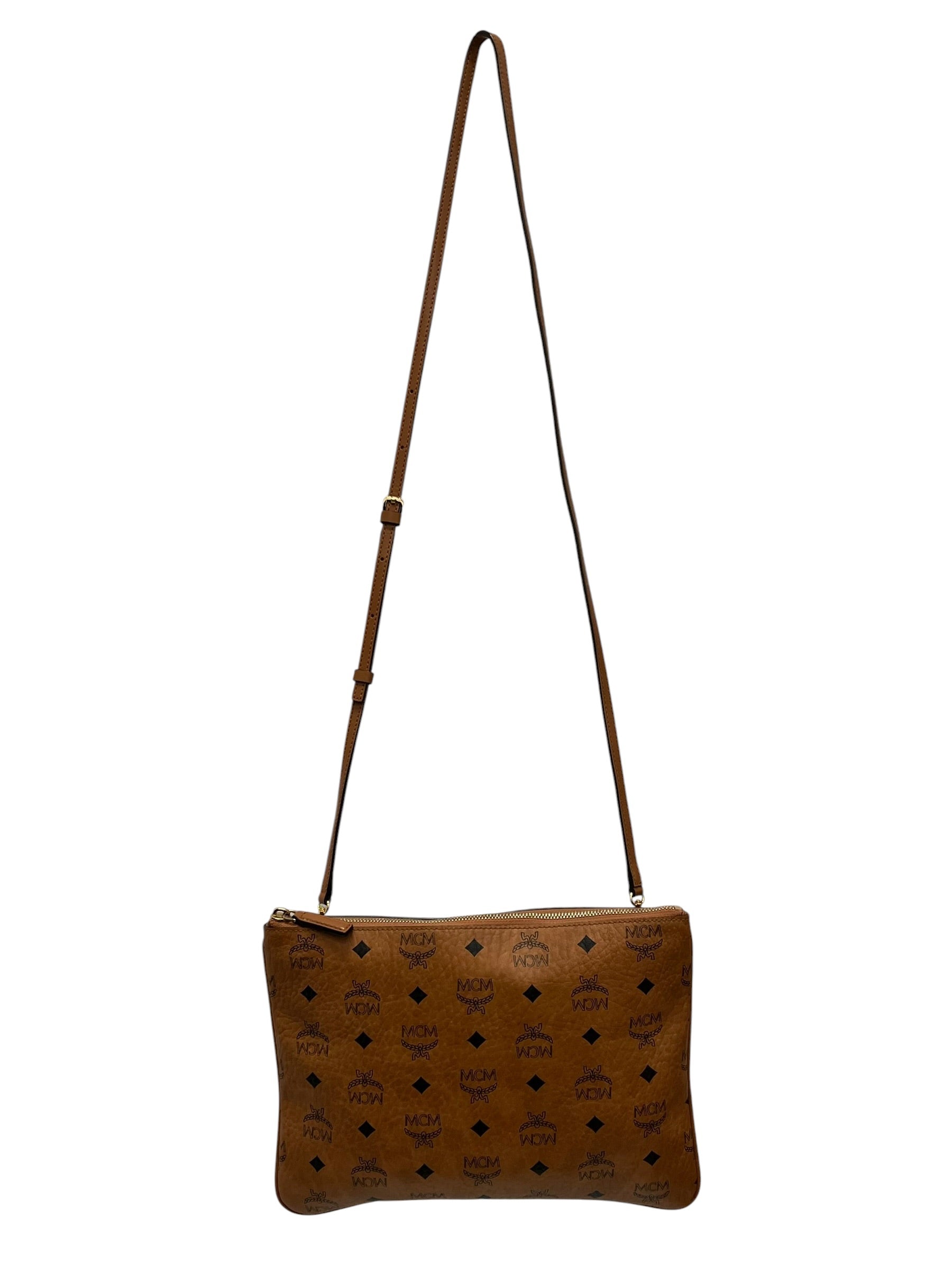MCM/Cross Body Bag/Monogram/Leather/BRW/portfolio bag view 1