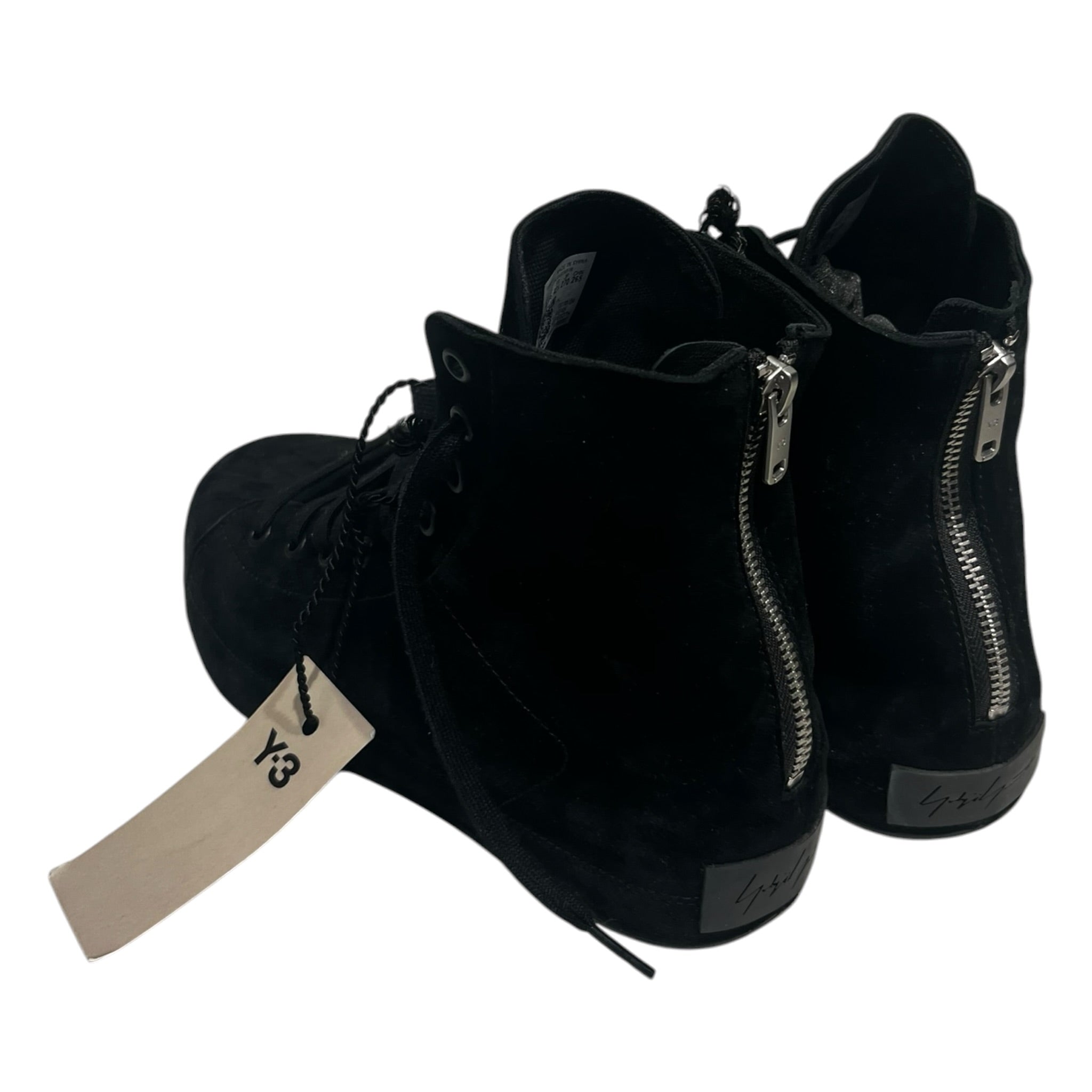 Y-3/Hi-Sneakers/US 9/Suede/BLK/HEEL ZIPPER/SUEDE/SHELL TOE view 2