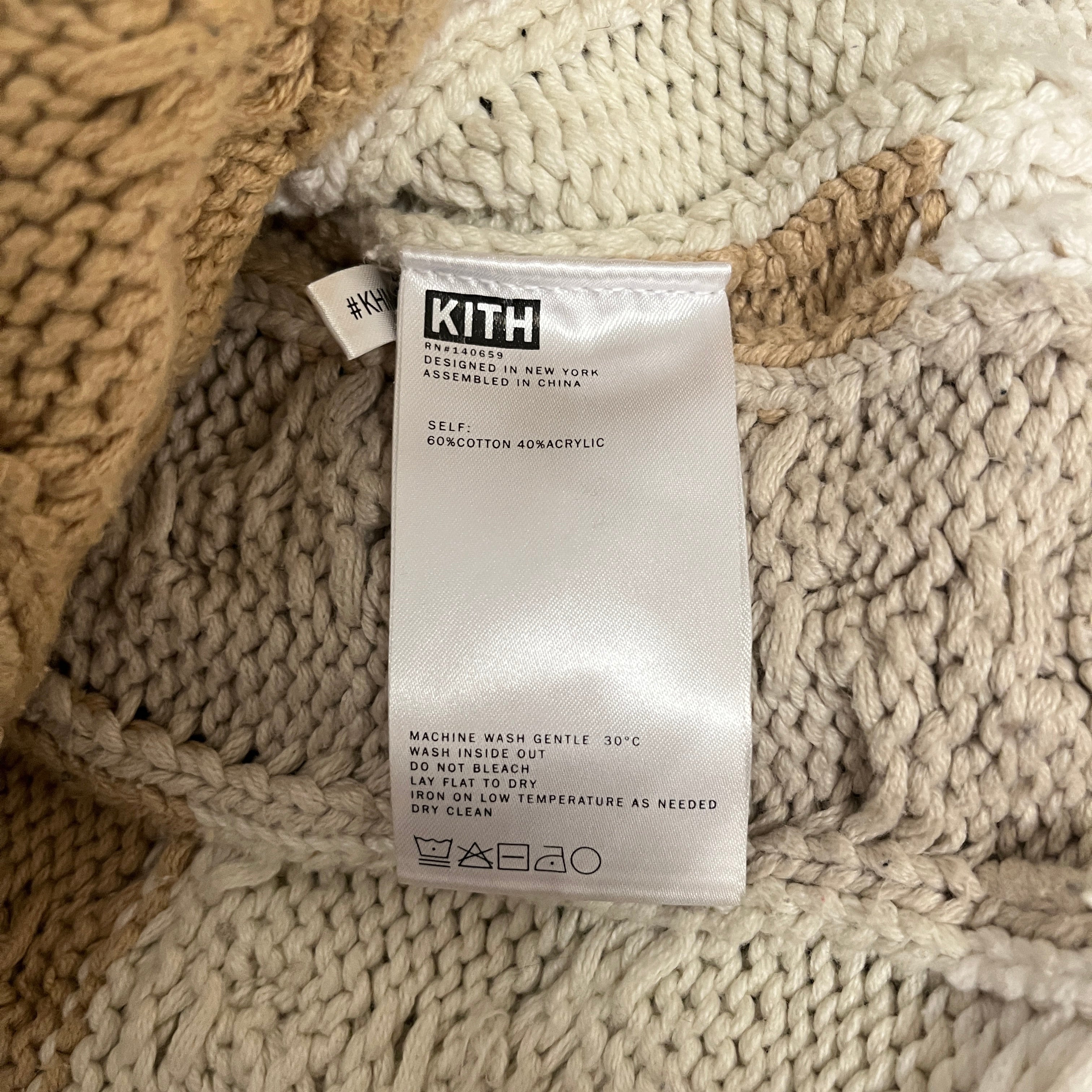 KITH/Cardigan/XL/All Over Print/Cotton/CRM/PATCHWORK CABLE KNIT view 4