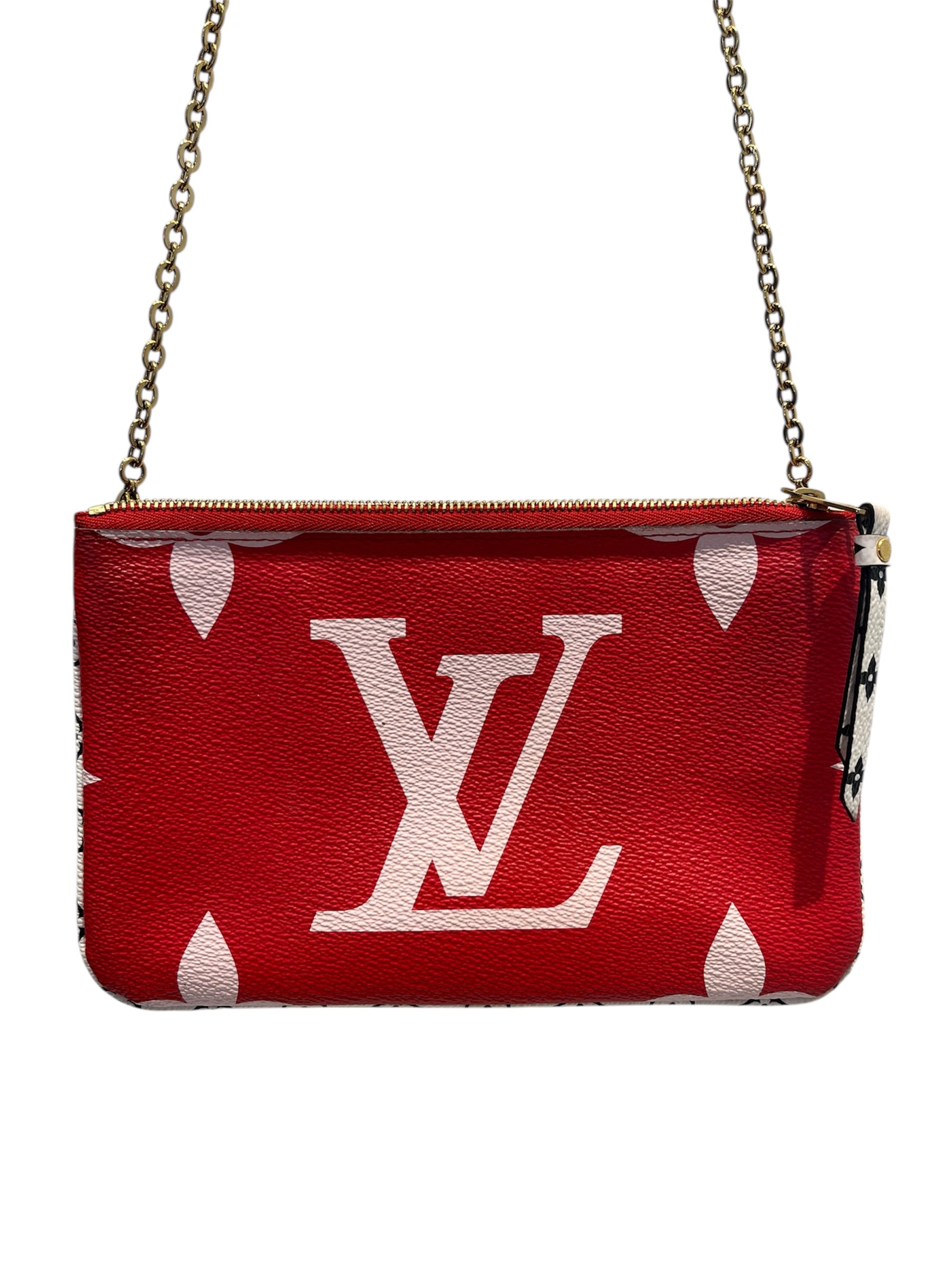 LOUIS VUITTON/Bag/Monogram/Leather/RED/RED/WHT DOUBLE ZIP POCHETTE view 1
