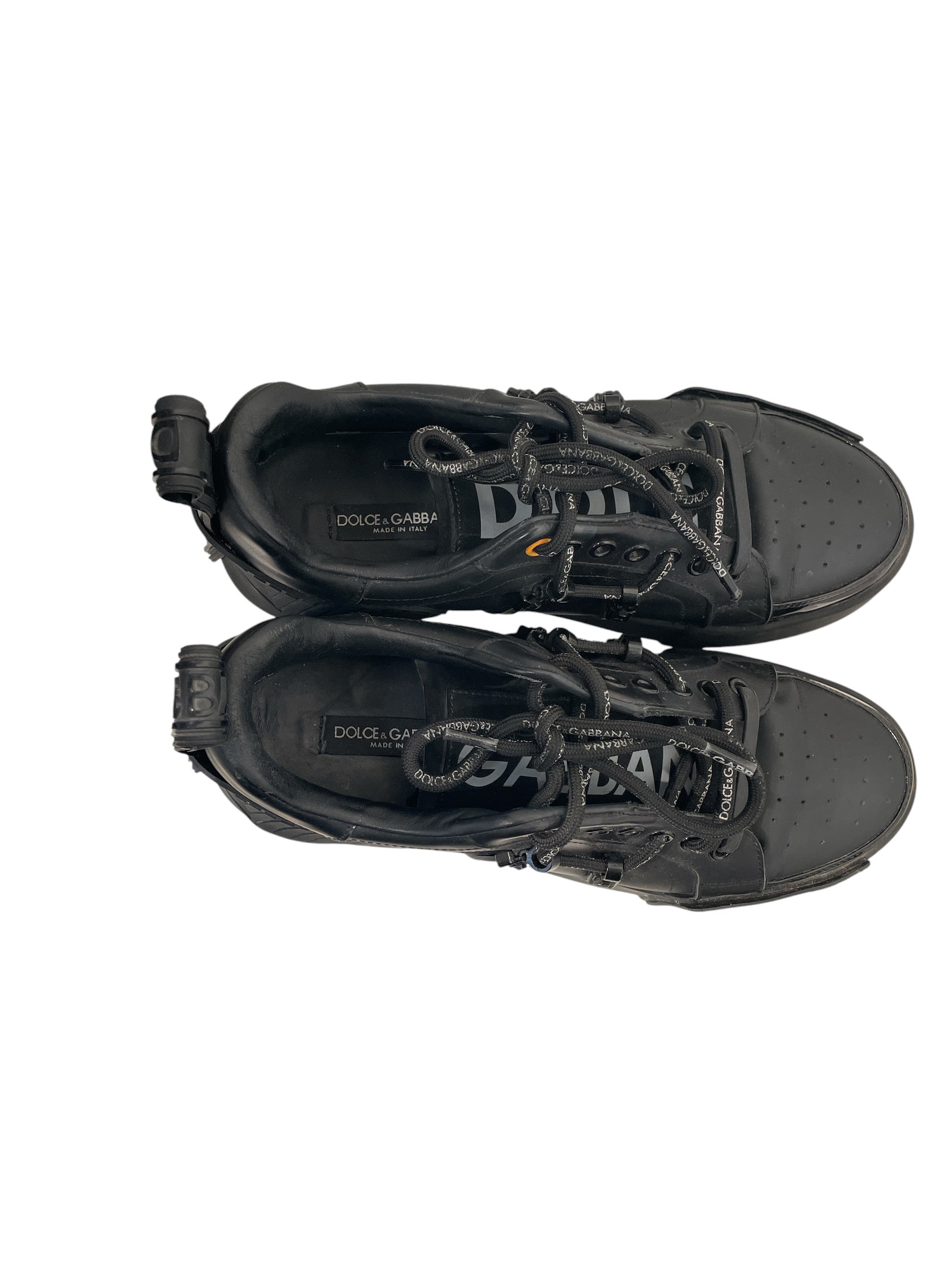 DOLCE&GABBANA/Low-Sneakers/Leather/BLK/portofino logo tongue/bak/lace view 3