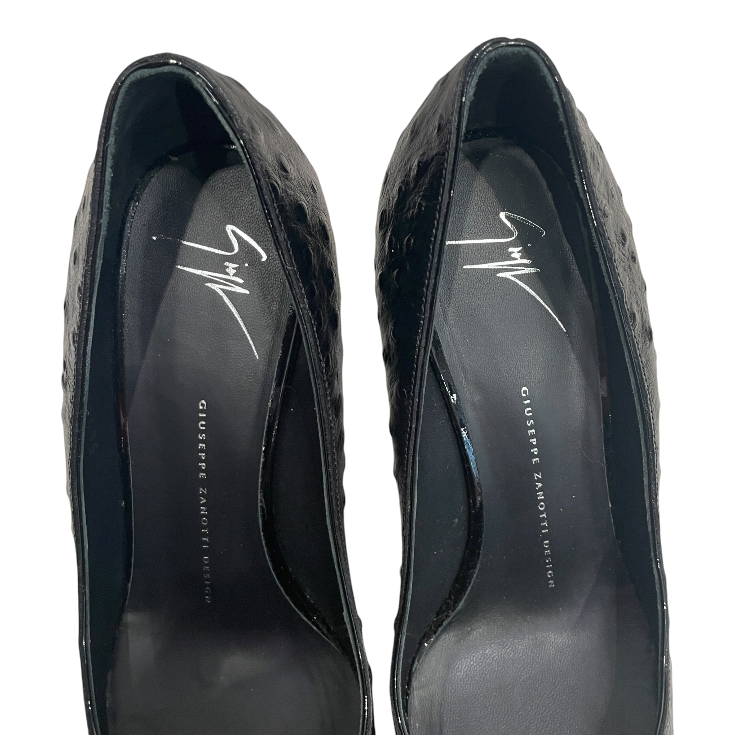 GIUSEPPE ZANOTTI DESIGN/Heels/EU 39/Leather/BLK/OSTRICH LEATHER HEELS view 3