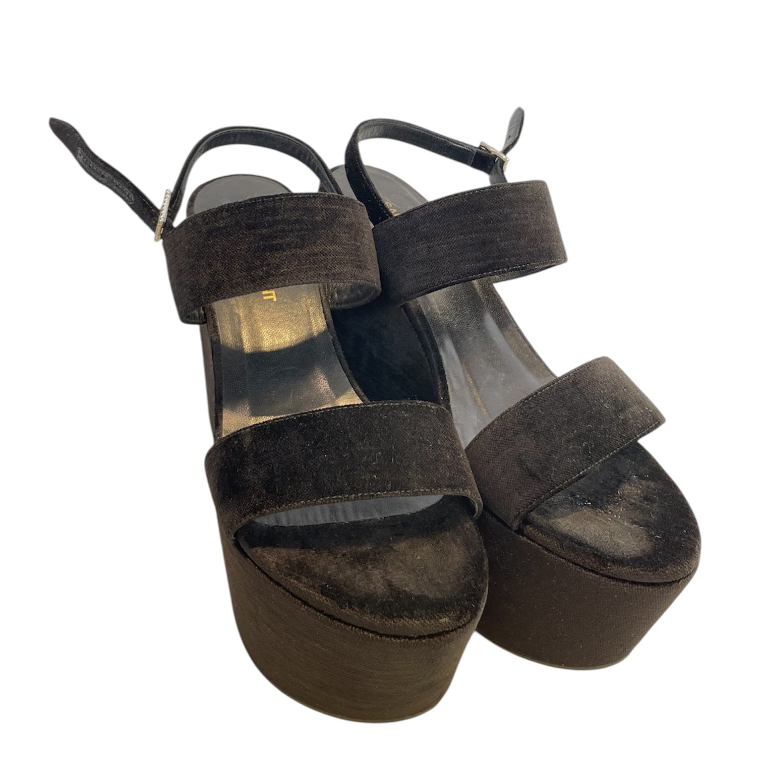SAINT LAURENT/Heels/EU 39/Suede/BLK/BIG HEEL SUEDE view 1