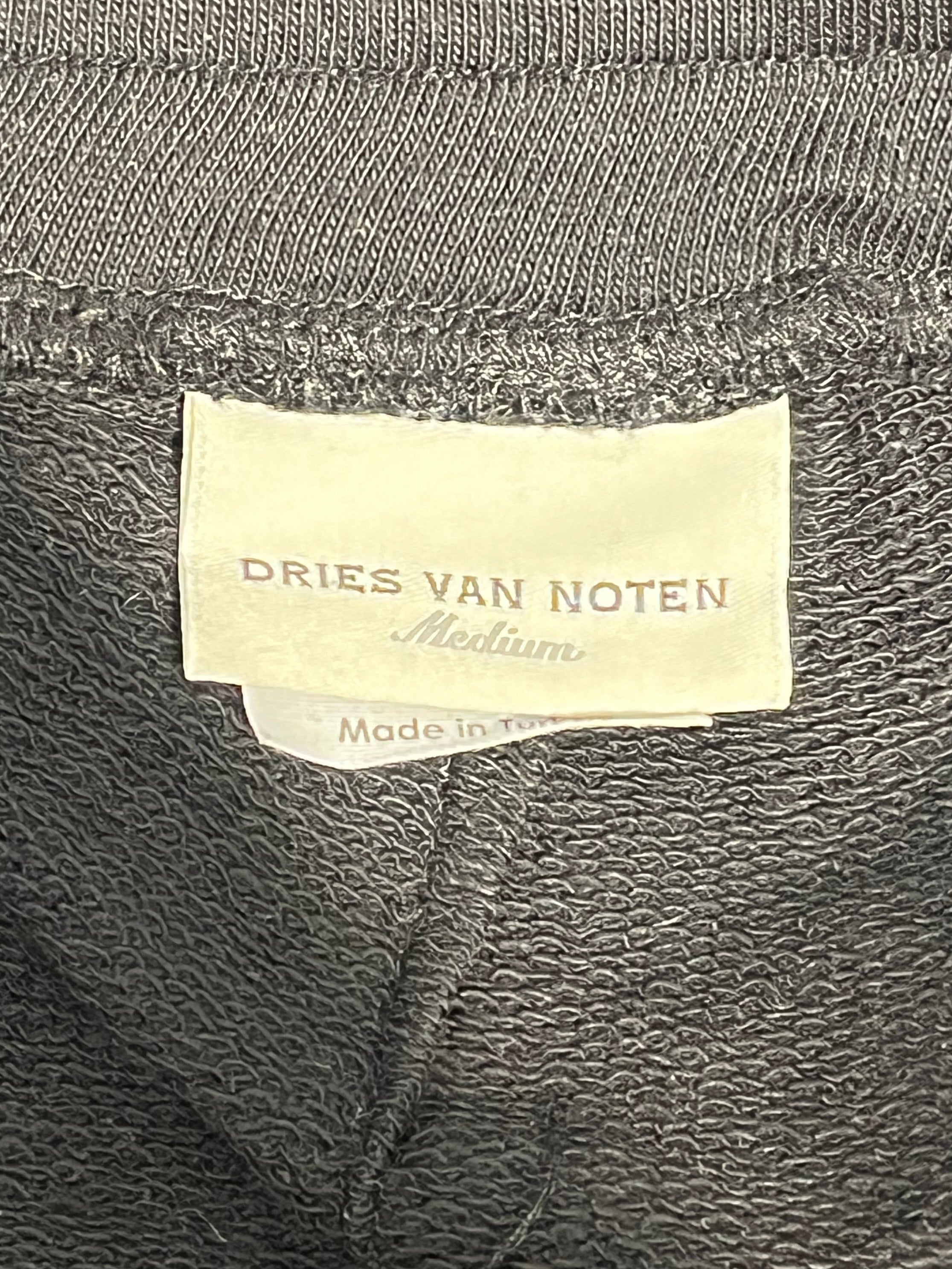DRIES VAN NOTEN/Pants/M/Cotton/BLK/All Over Print/red embroidery sides view 3