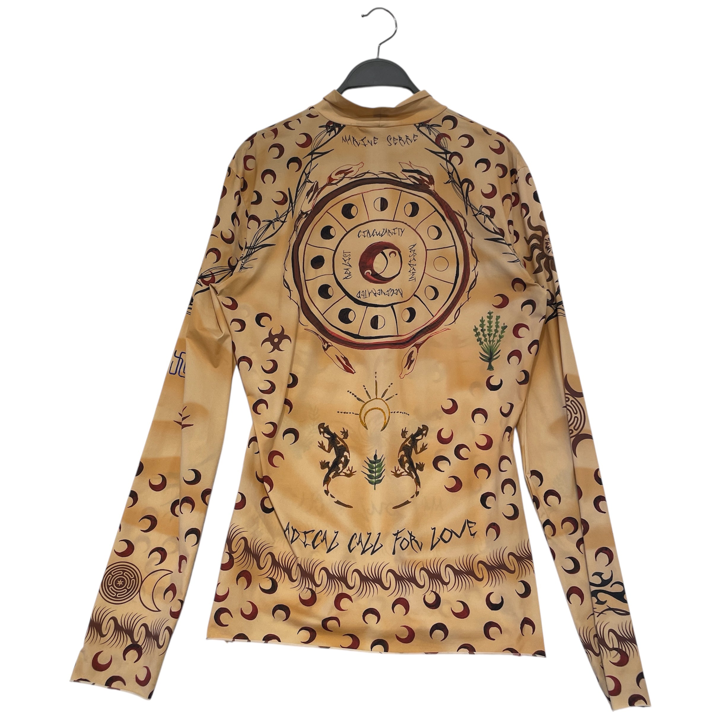 MARINE SERRE/LS T-Shirt/L/Nylon/BEG/All Over Print/Second Skin Tattoo Punk Shaded view 2