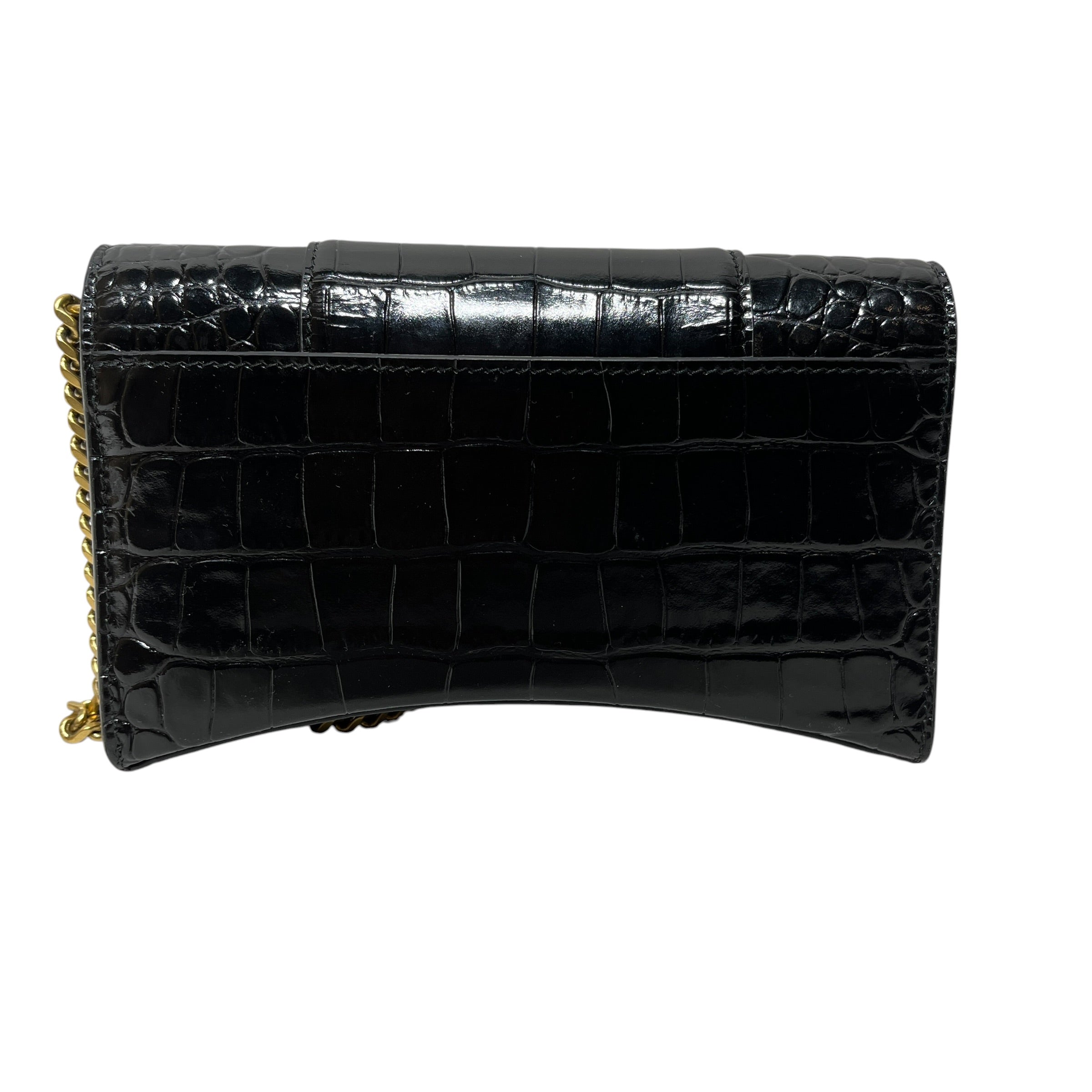 BALENCIAGA/Cross Body Bag/Animal Pattern/Leather/BLK/croc crossbody view 2