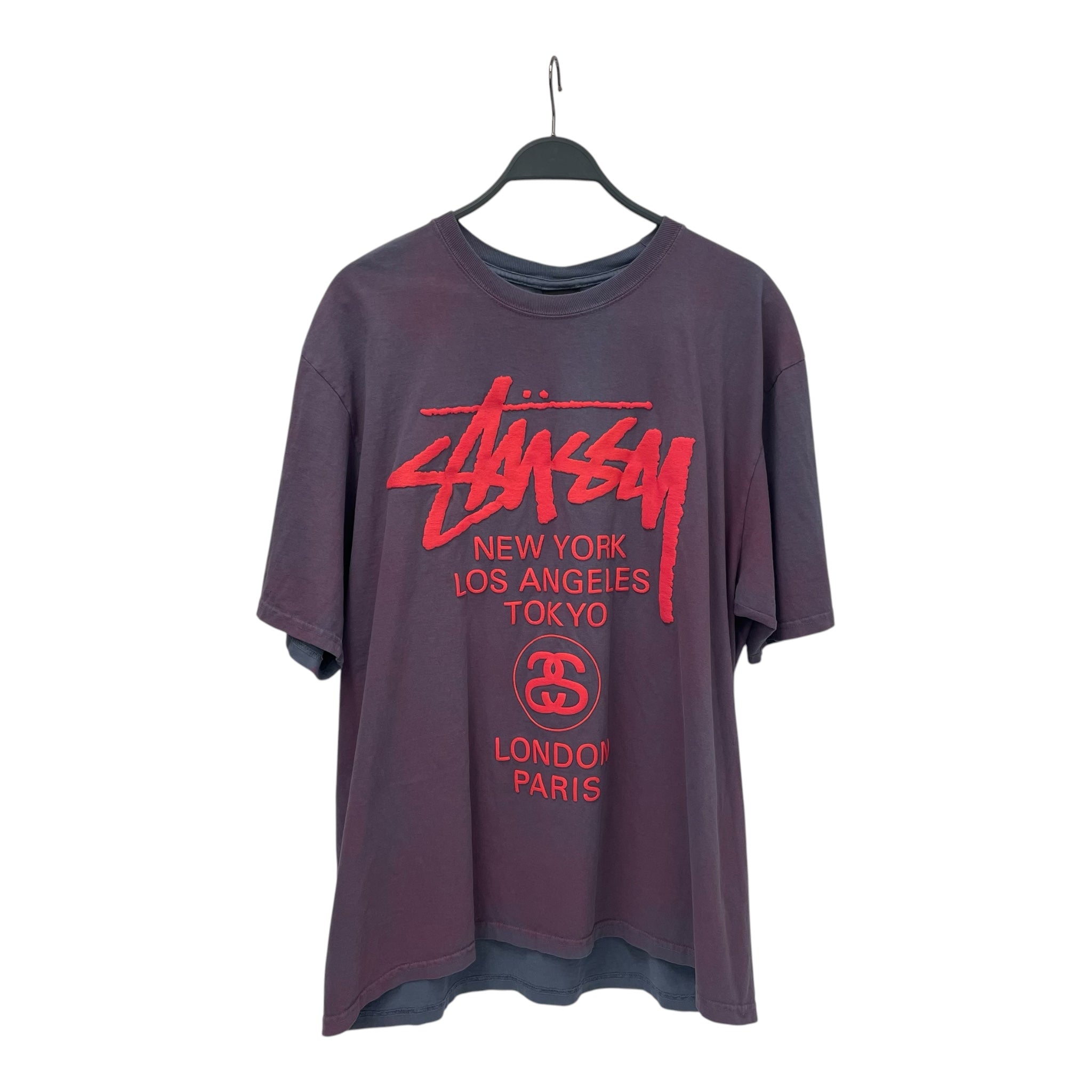 STUSSY/T-Shirt/XL/Cotton/PPL/Graphic/NY;LA;TOKYO RED FONT view 1