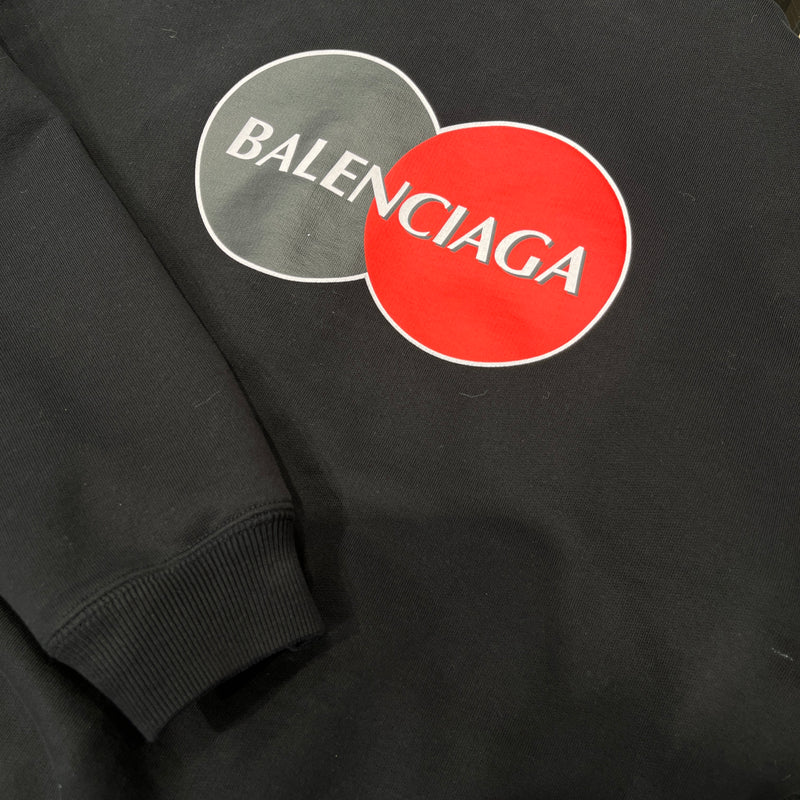 BALENCIAGA/Zip Up Hoodie/M/Graphic/Cotton/BLK/Mastercard Logo Hoodie