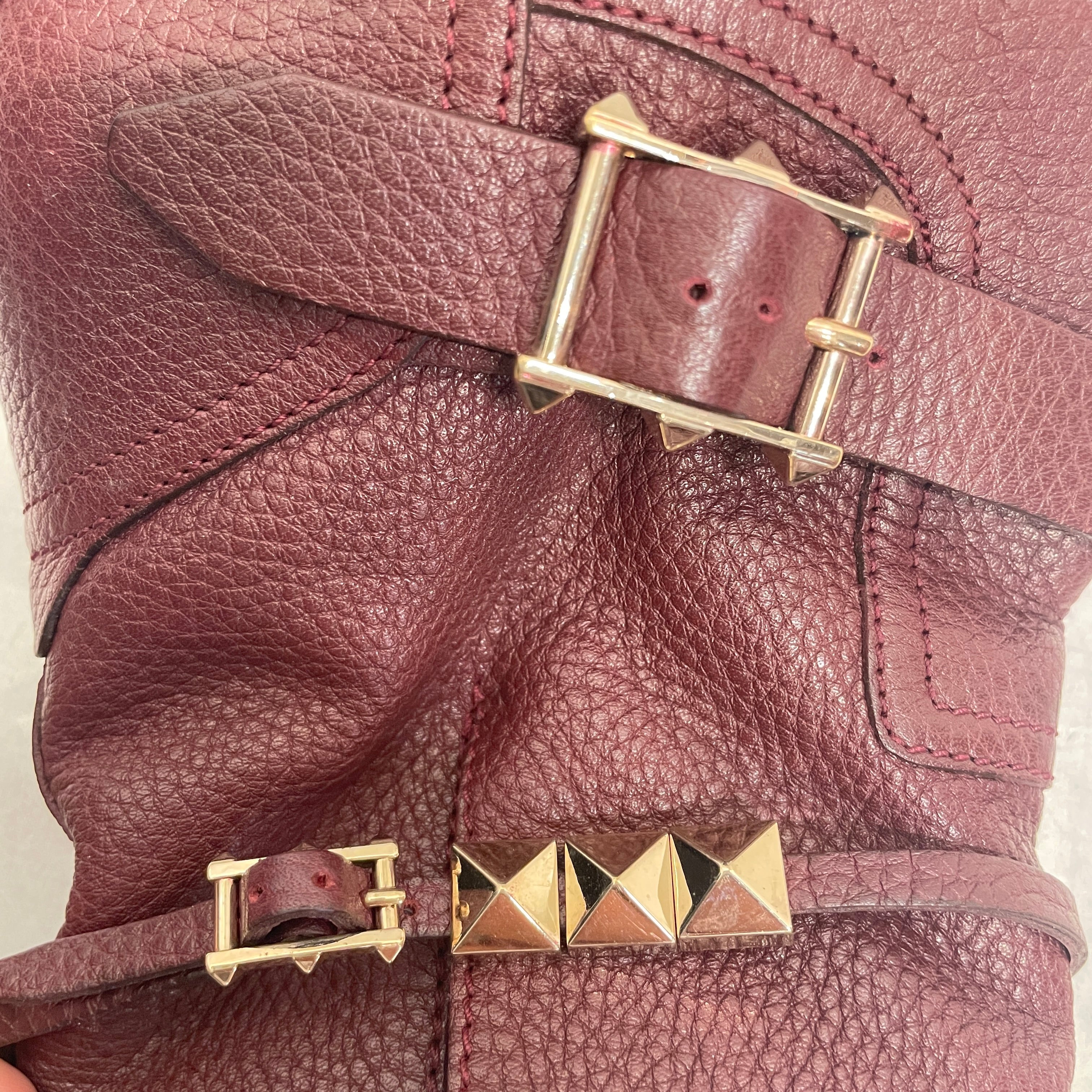 VALENTINO GARAVANI/Biker Boots/EU 36.5/Leather/BRD/GLD ANKLE STUDS view 3